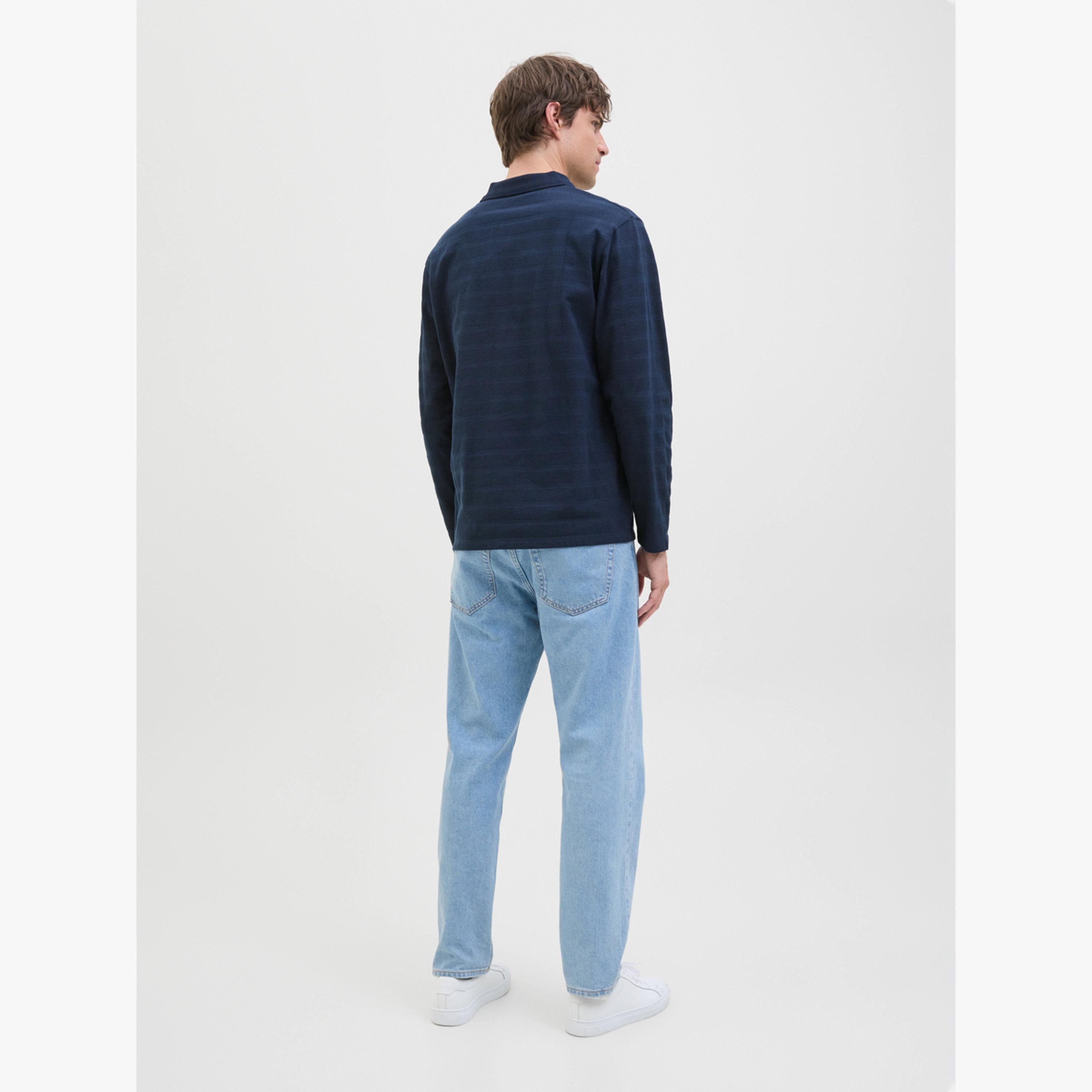 REBEL Navy Blue Long Sleeve Knitted Polo-men-clothing-tshirtsandpolos-polos-image-3