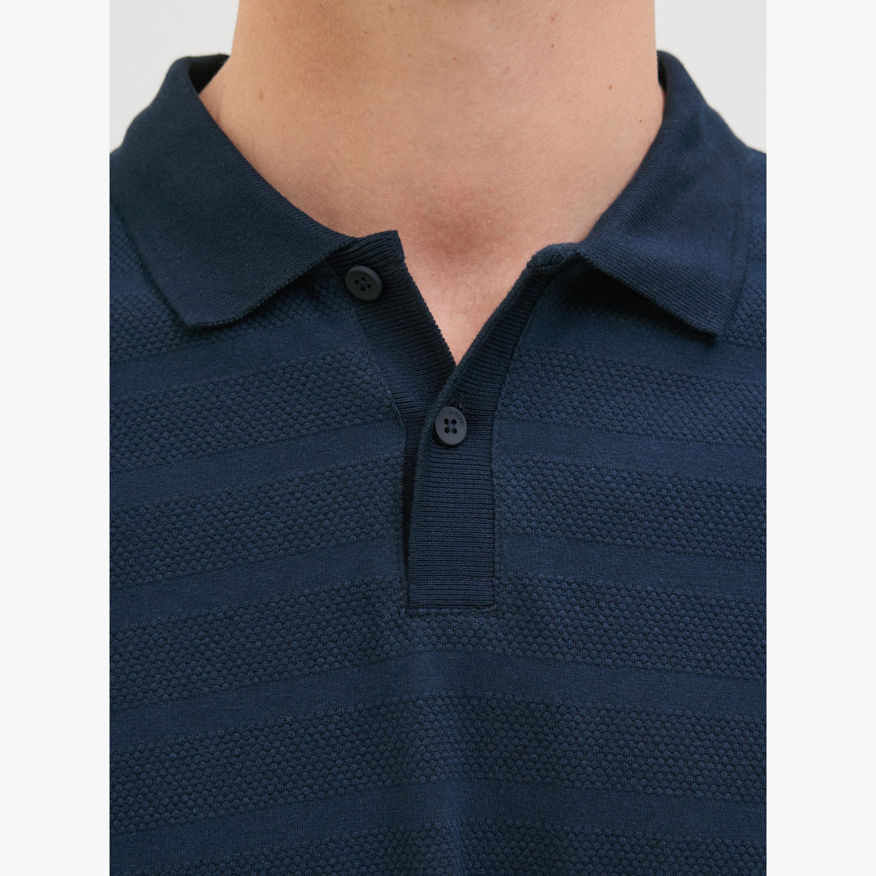 REBEL Navy Blue Long Sleeve Knitted Polo-men-clothing-tshirtsandpolos-polos-image-6