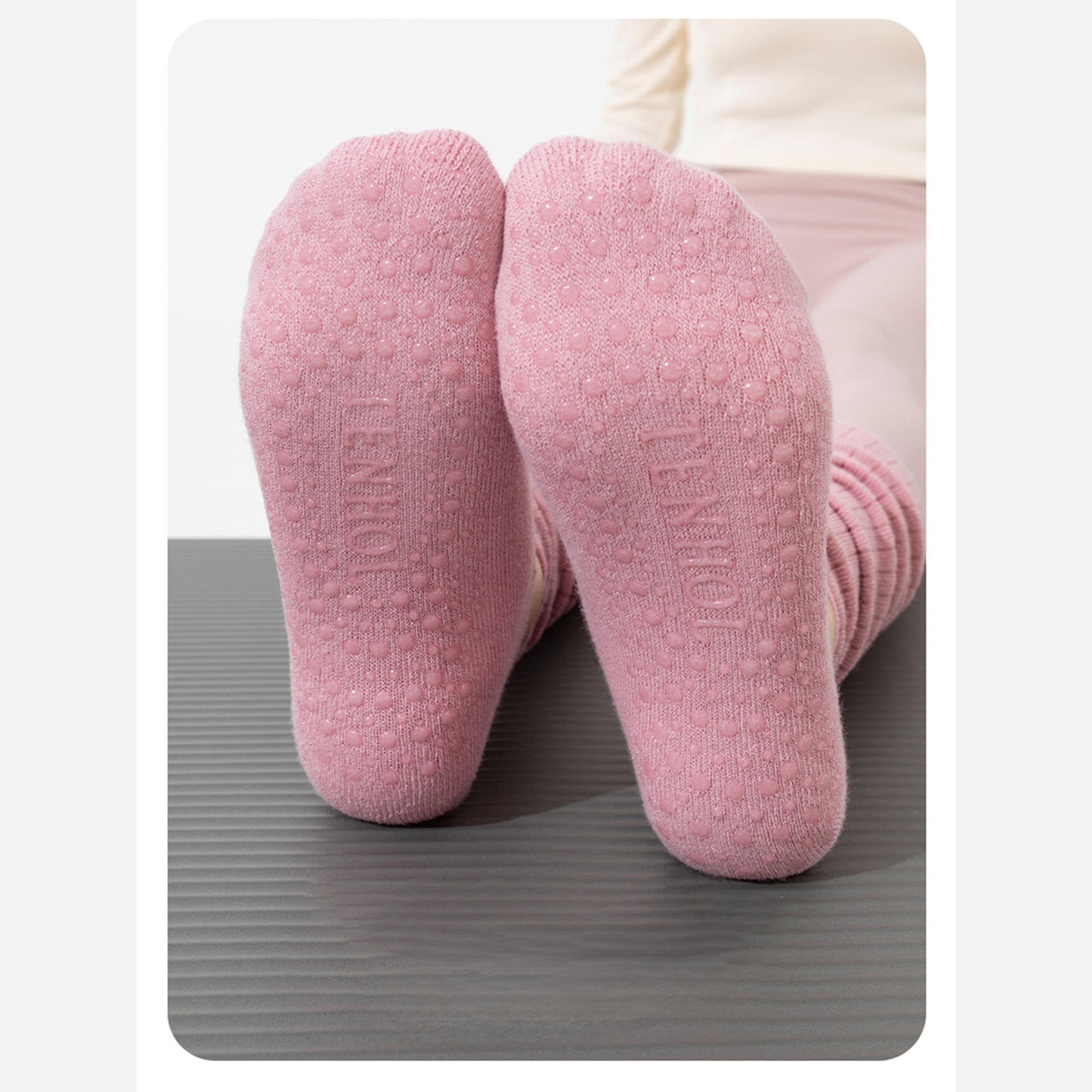 Styli Pink Knitted Yoga Socks with Cross Straps-sports-gear-gym-image-3