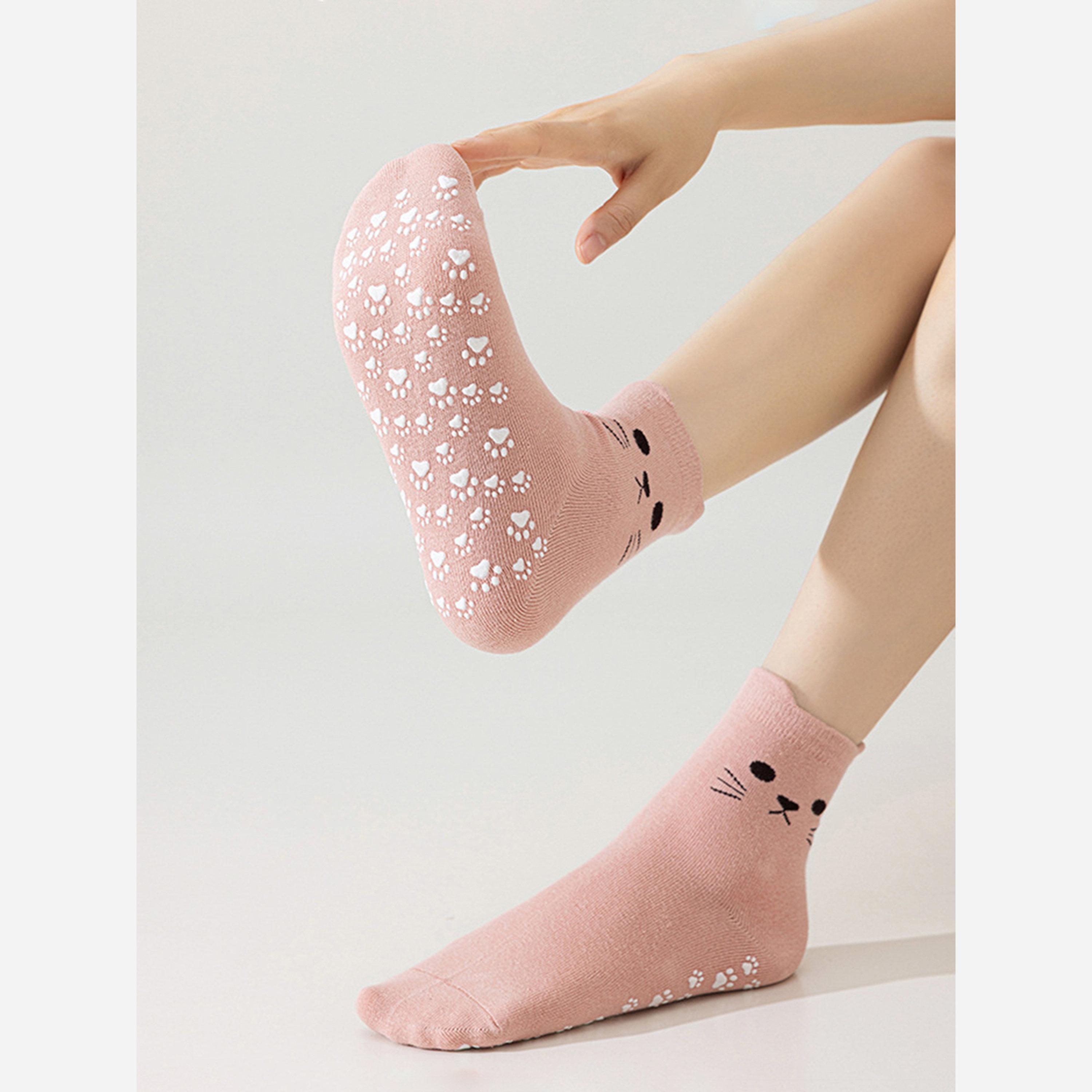 Styli Pink Cat Paw Grip Silicon Pads Yoga Socks-sports-gear-gym-image-2