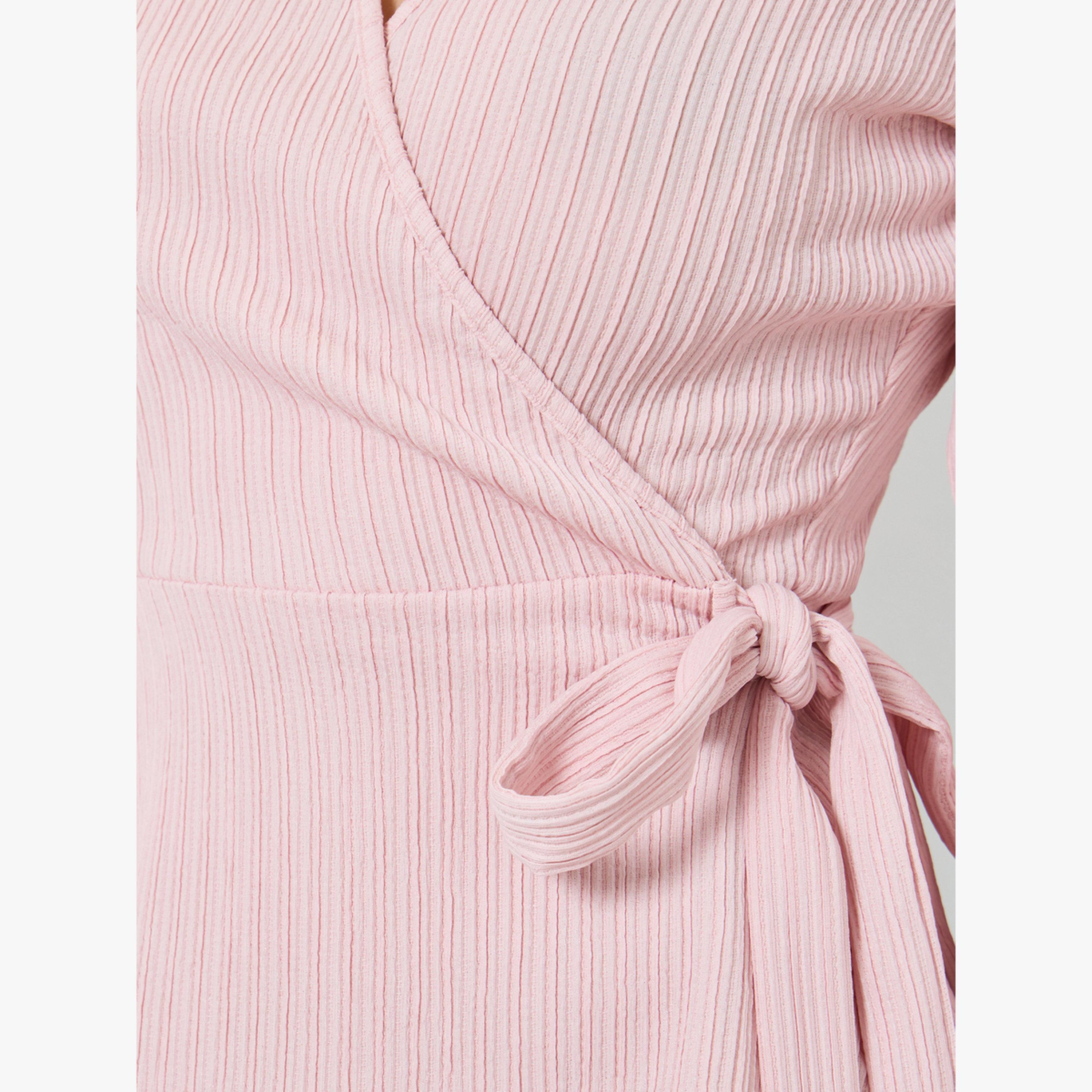 Styli Ribbed V-Neck Puff Sleeve Wrap Top-women-clothing-shirtsandblouses-blouses-image-4