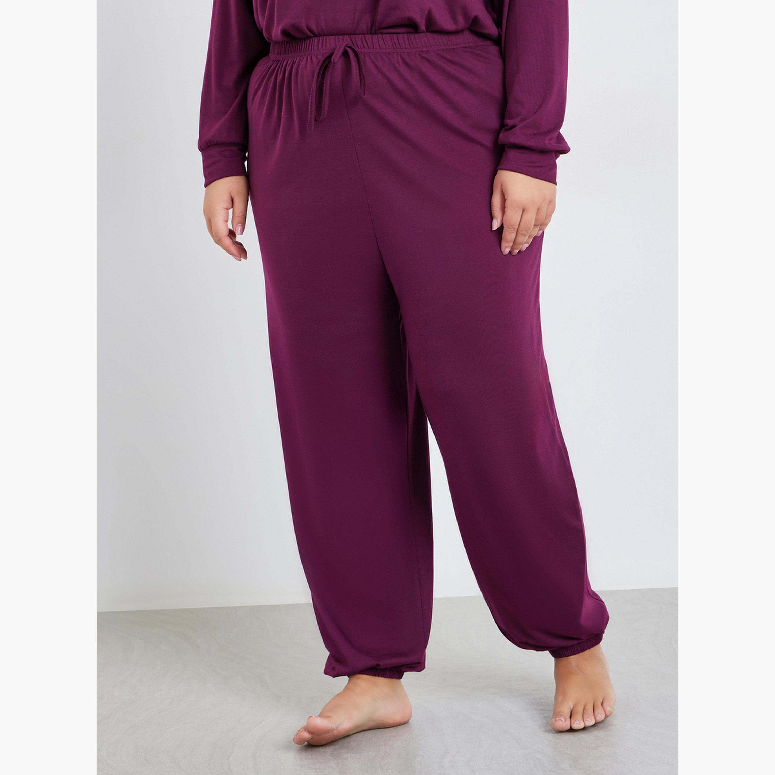 Styli Plus Size Solid Dropped Shoulder Top and Pyjama Set-women-clothing-nightwear-pyjamas-longsets-image-5