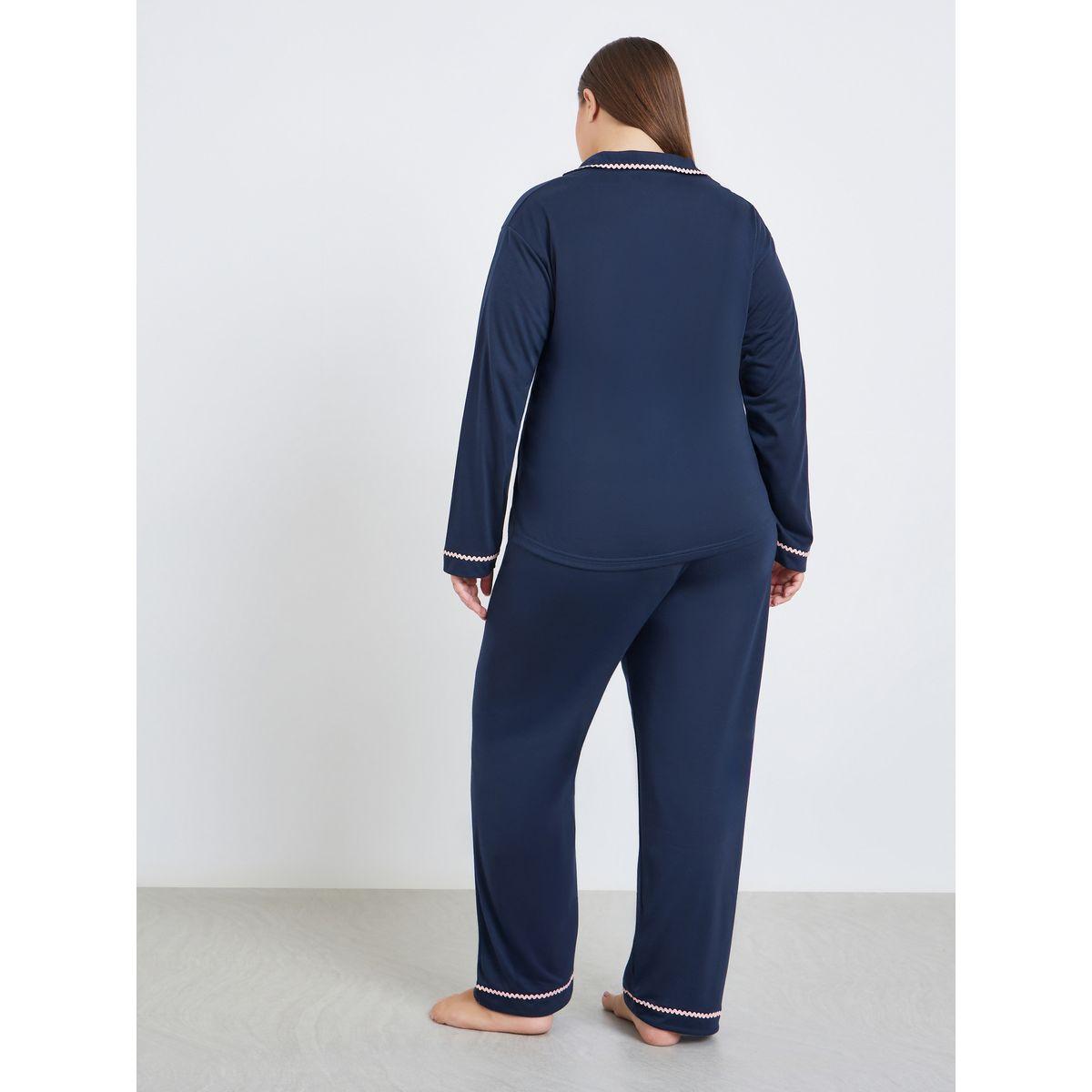 Styli Plus Size Rick Rack Trim Shirt and Pyjama Set-women-clothing-nightwear-pyjamas-longsets-image-6