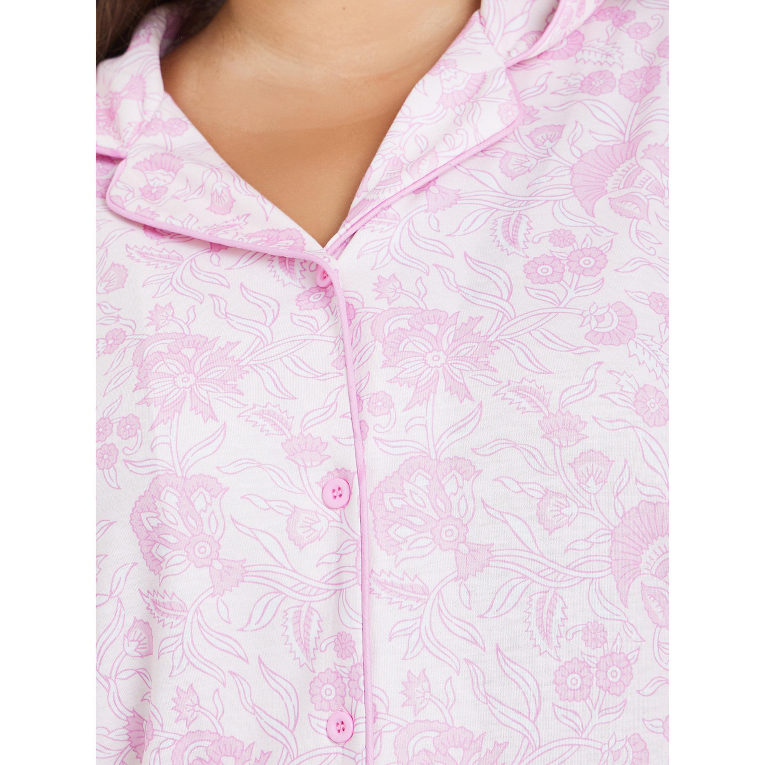 طقم بيجاما من قميص وبنطال بطبعة بيزلي مقاس كبير-women-clothing-nightwear-pyjamas-longsets-image-5