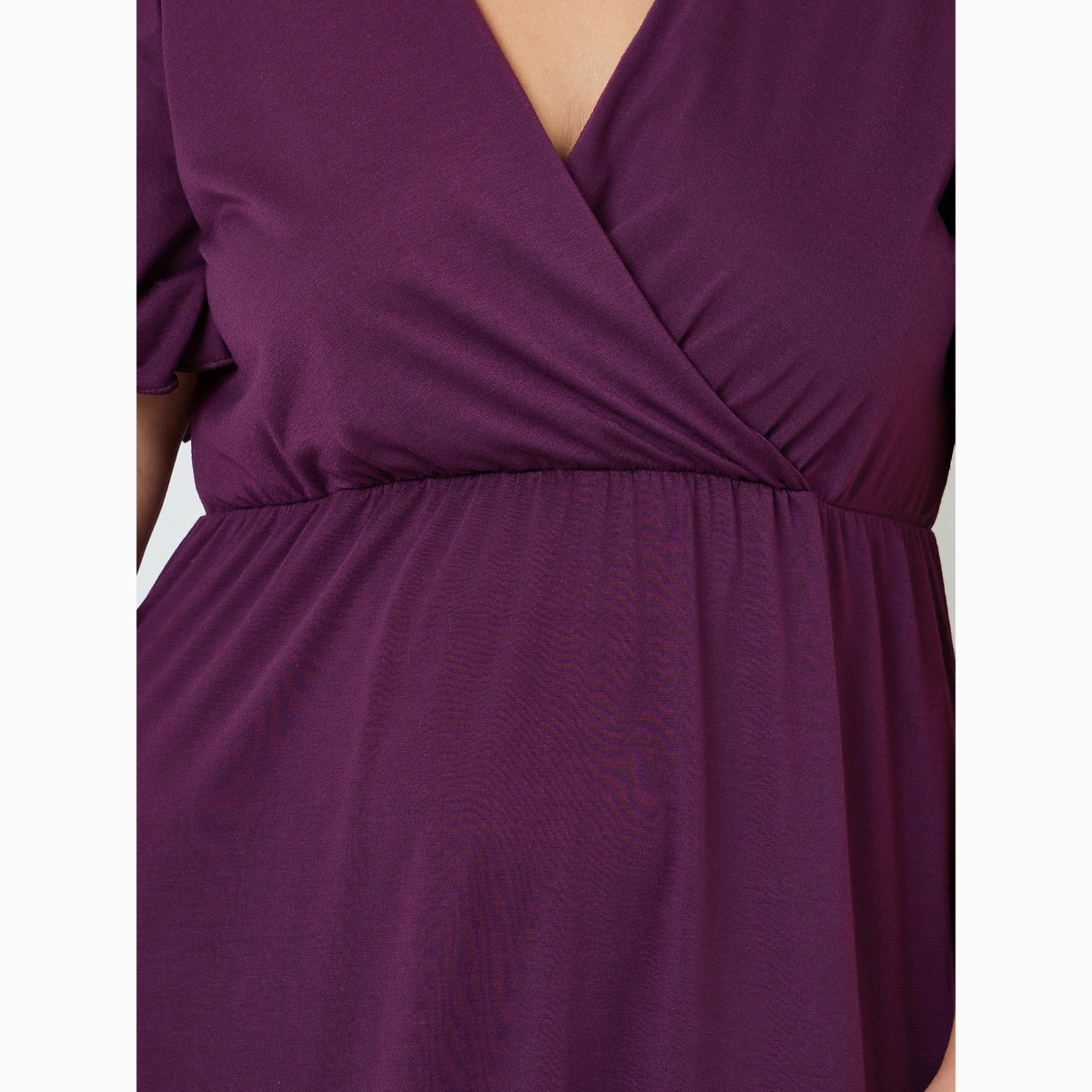 Styli Plus Size Solid Wrap Over Nightdress-women-clothing-nightwear-nighties-image-4