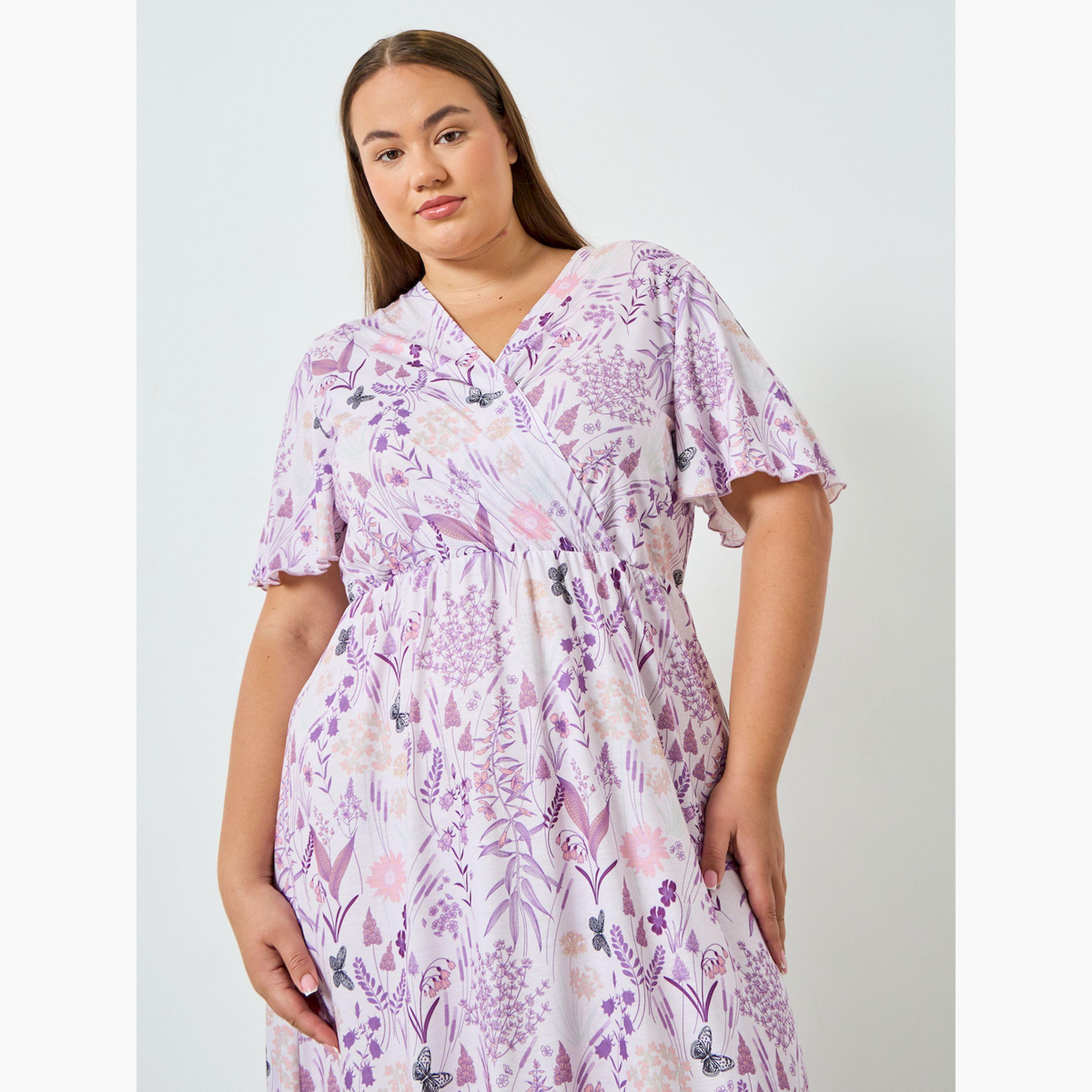 Styli Plus Size Floral Print Wrap Nightdress-women-clothing-nightwear-nighties-image-2
