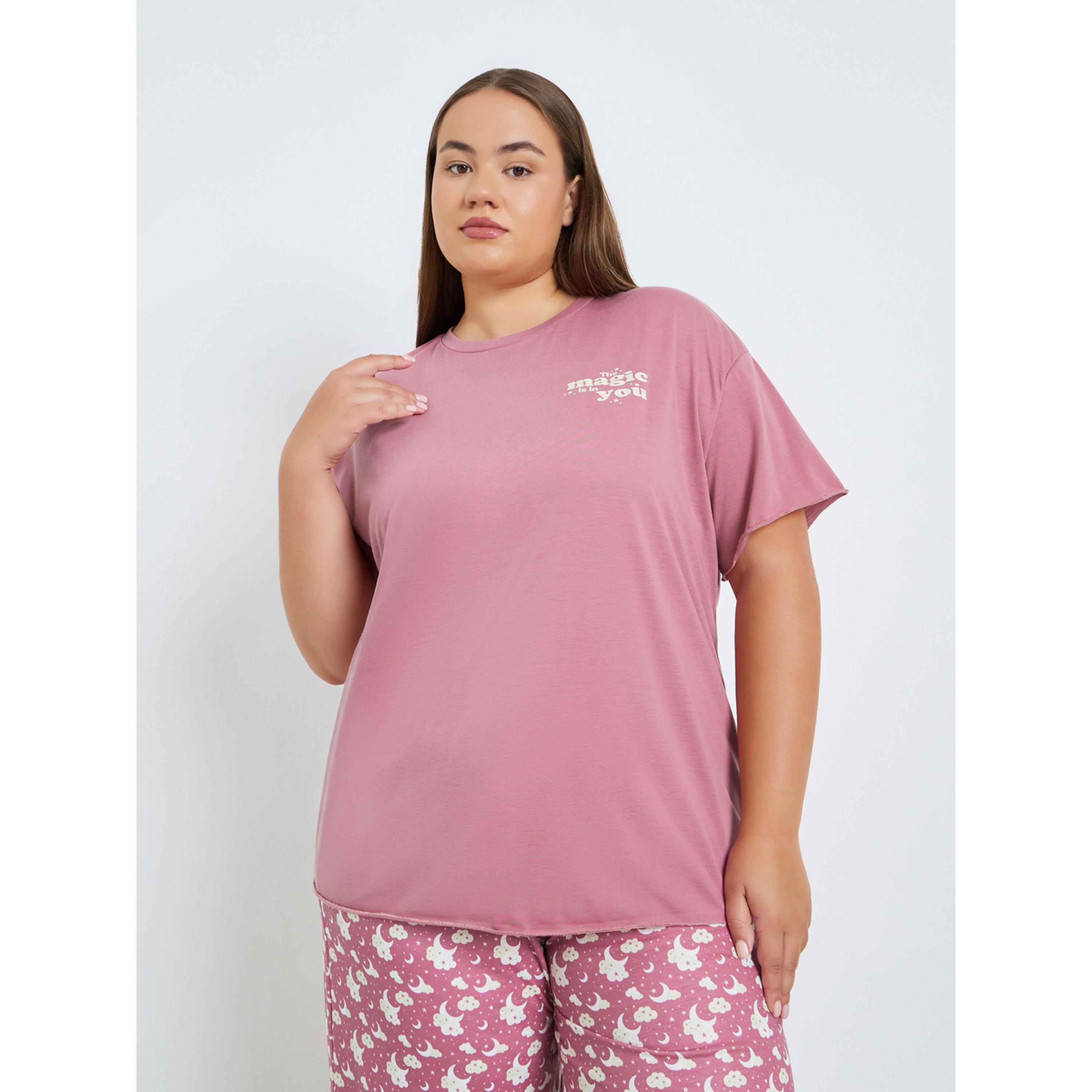 Styli Plus Size Pink Moon Print T-Shirt and Pyjama Set-women-clothing-nightwear-pyjamas-longsets-image-3