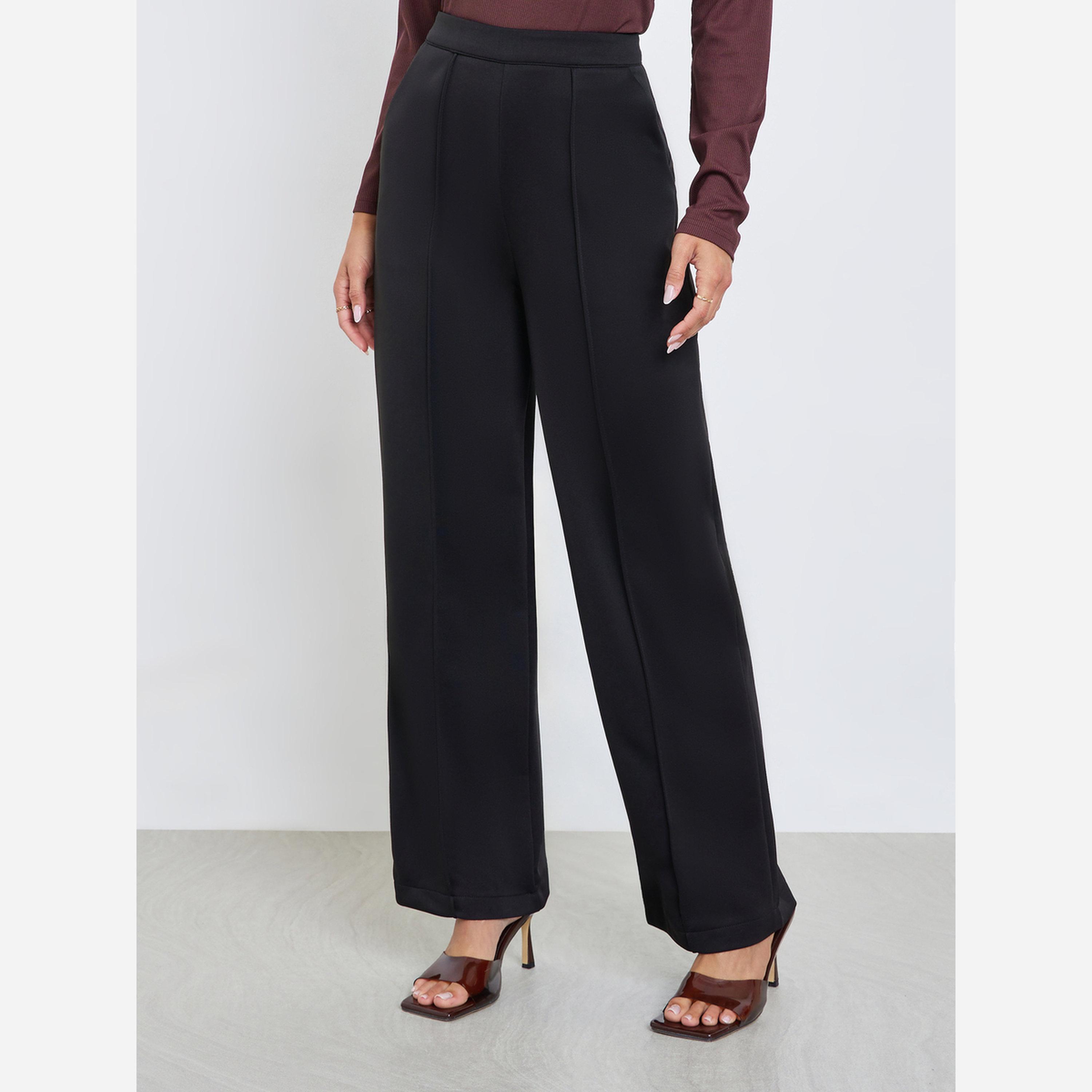 Styli Solid Elastic-Waist Wide Leg Pants-women-clothing-bottoms-trousers-image-1