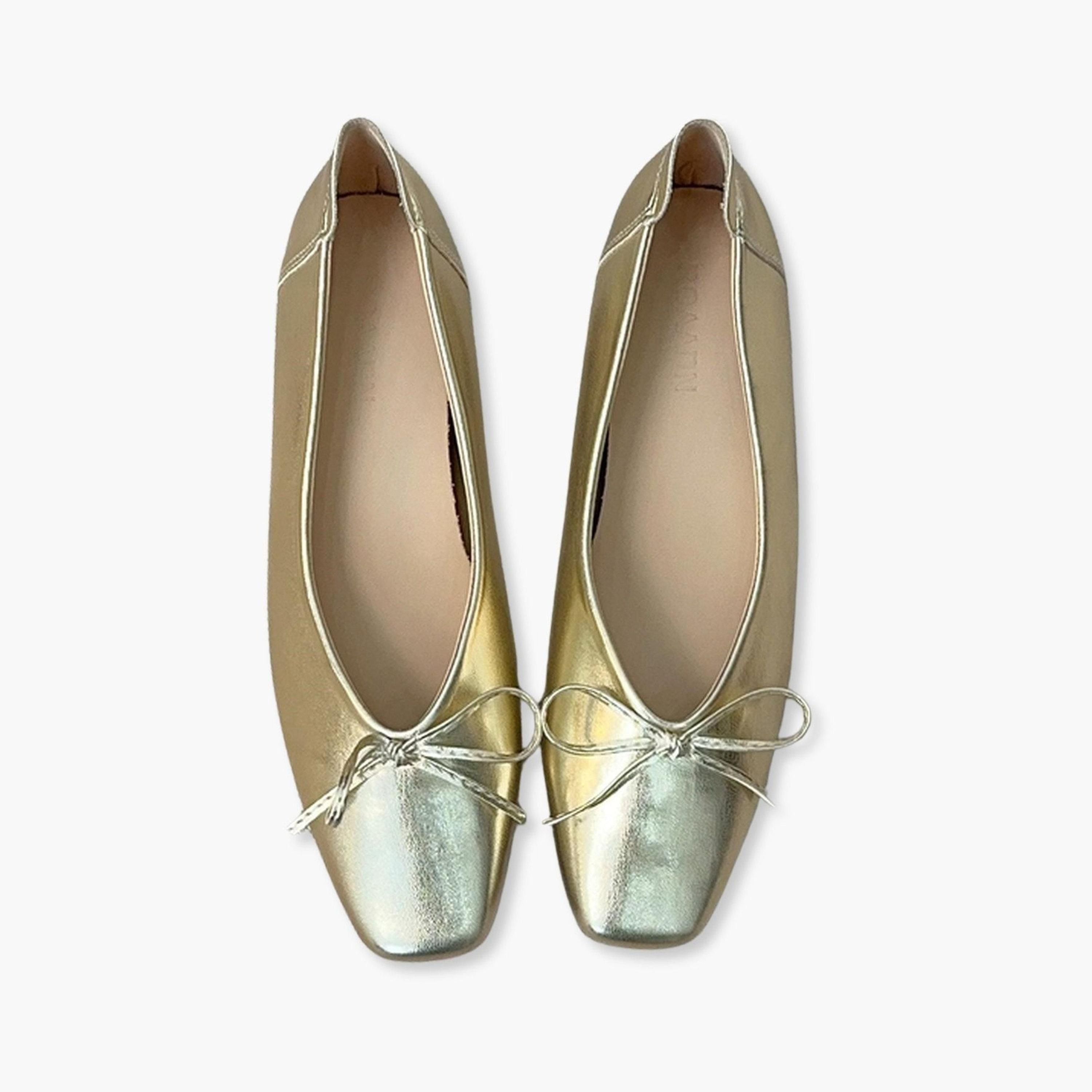 حذاء فلات ذهبي مزينة بفيونكة-women-shoes-ballerinas-image-1