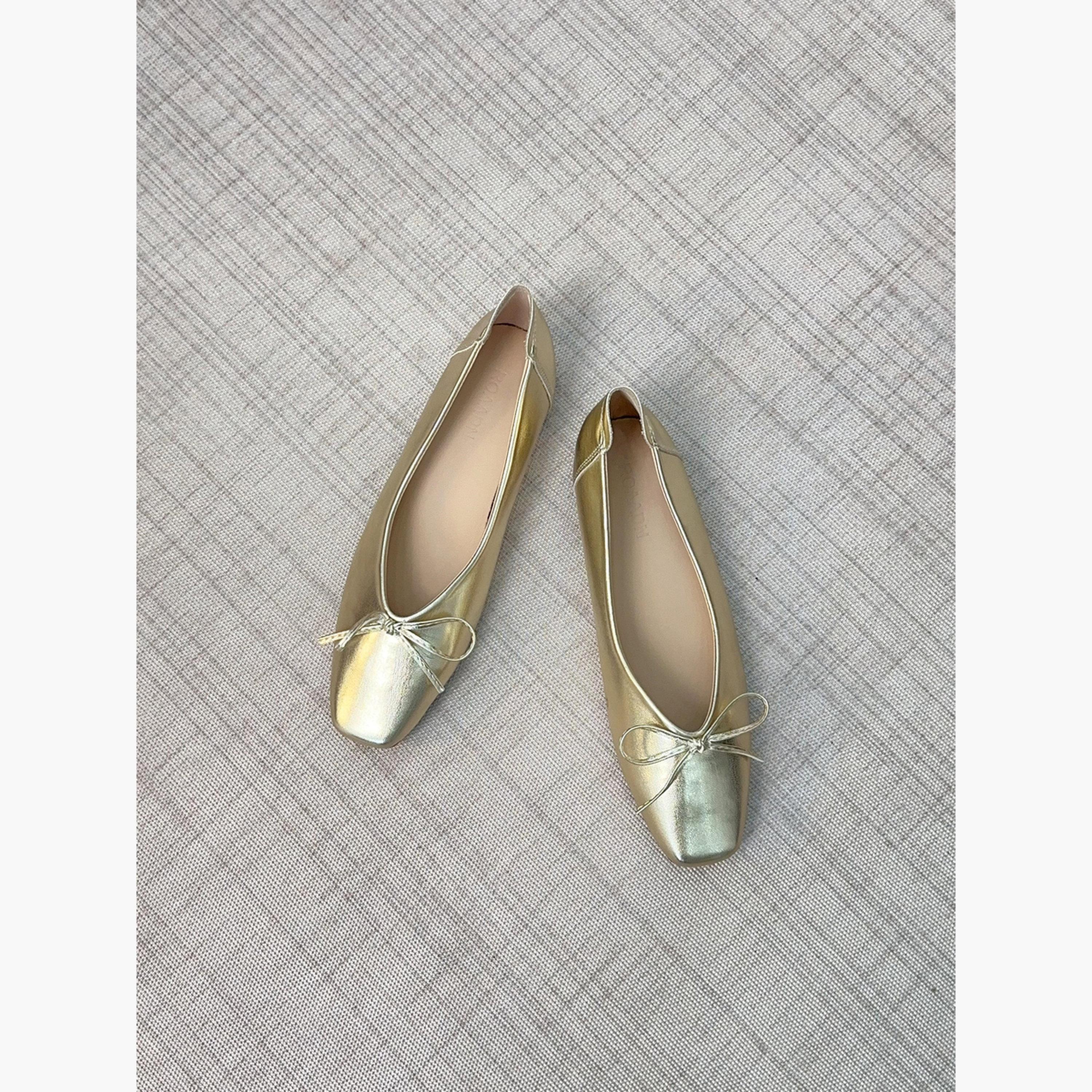 حذاء فلات ذهبي مزينة بفيونكة-women-shoes-ballerinas-image-3