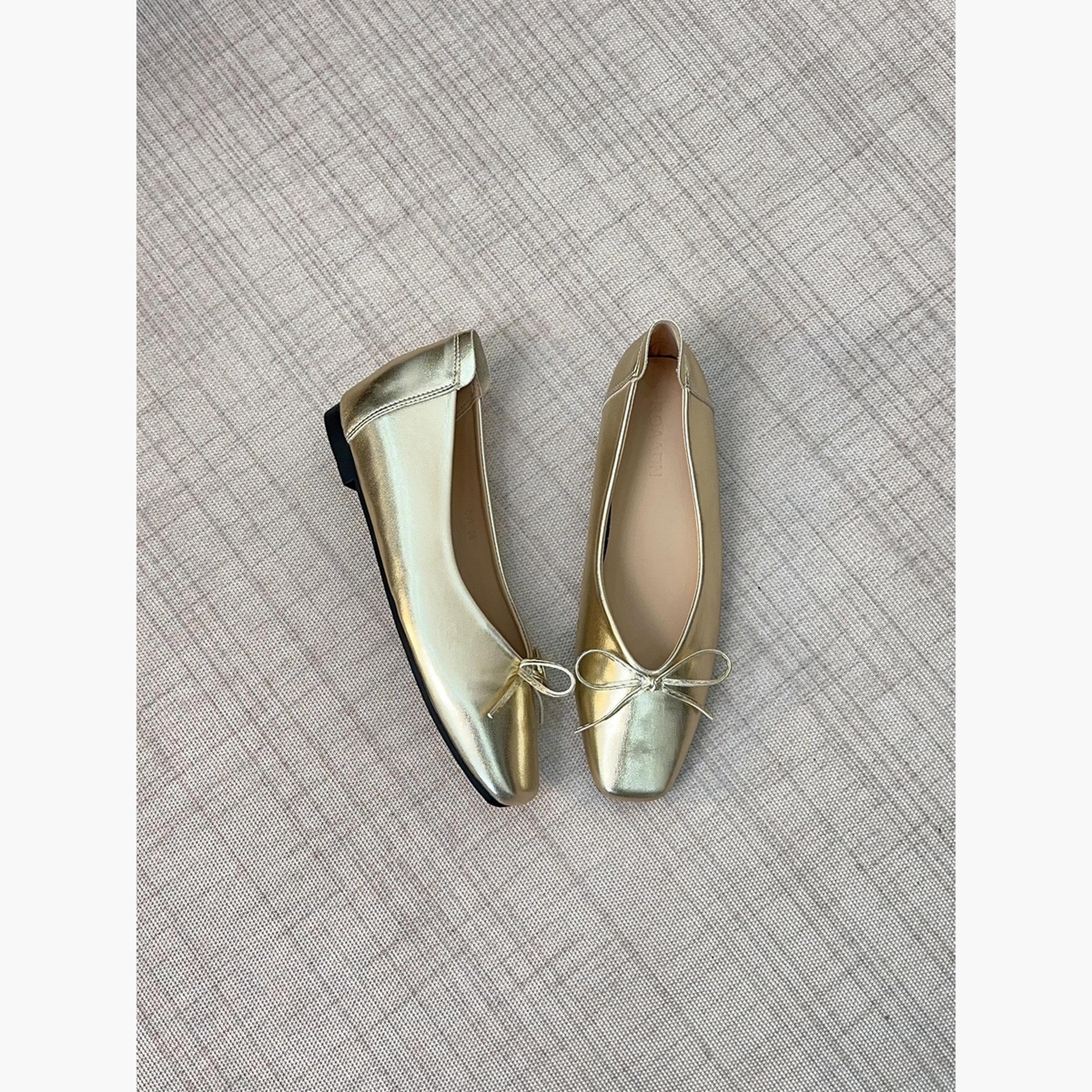 حذاء فلات ذهبي مزينة بفيونكة-women-shoes-ballerinas-image-5