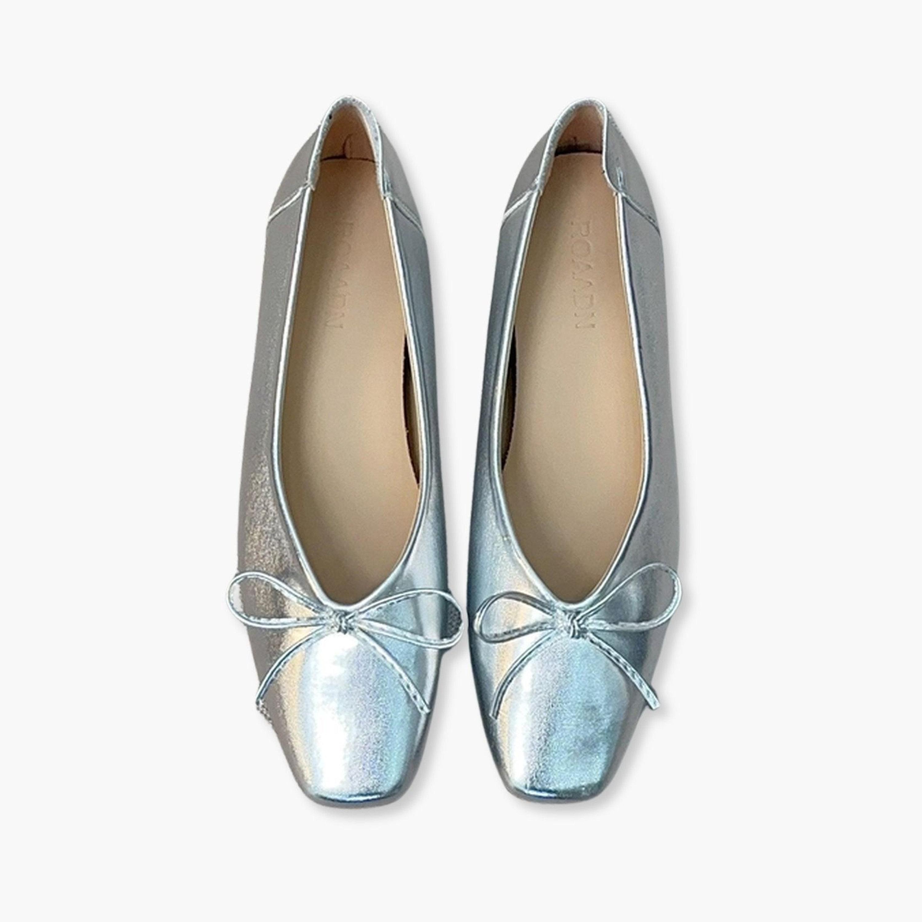 Take Two Women Silver Bow Detail Ballerina Shoes-women-shoes-ballerinas-image-1