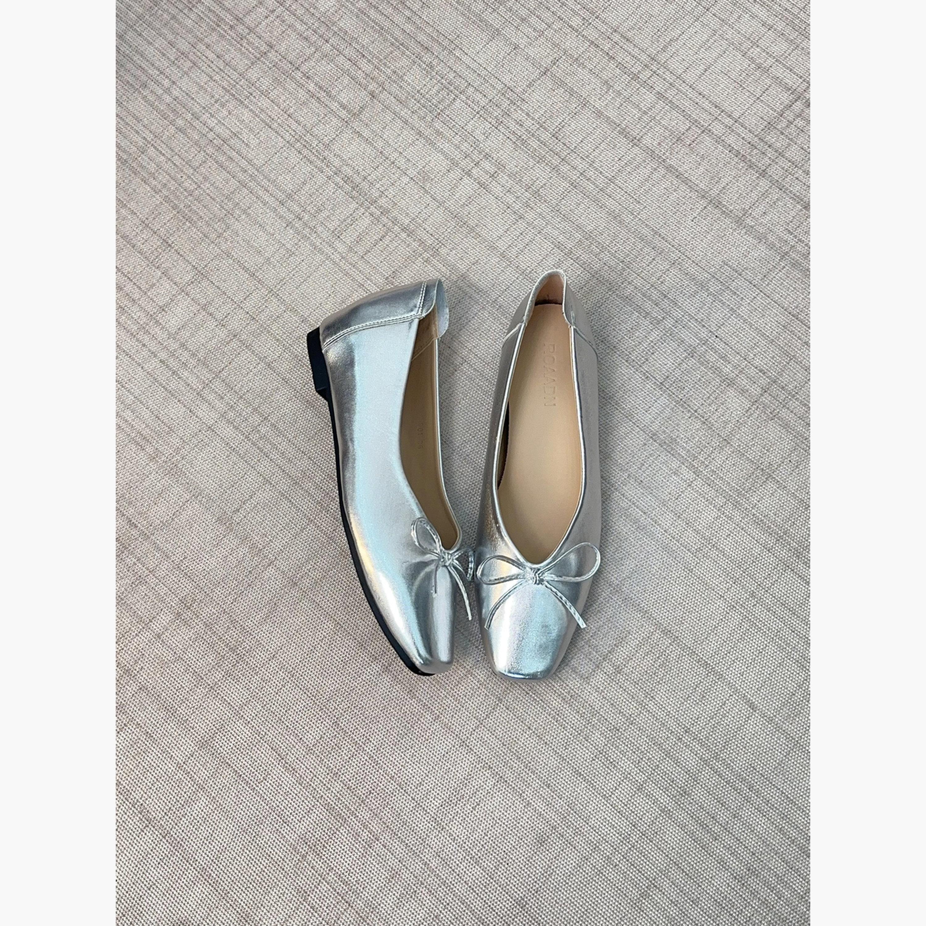 حذاء فلات فضي مزين بفيونكة-women-shoes-ballerinas-image-3