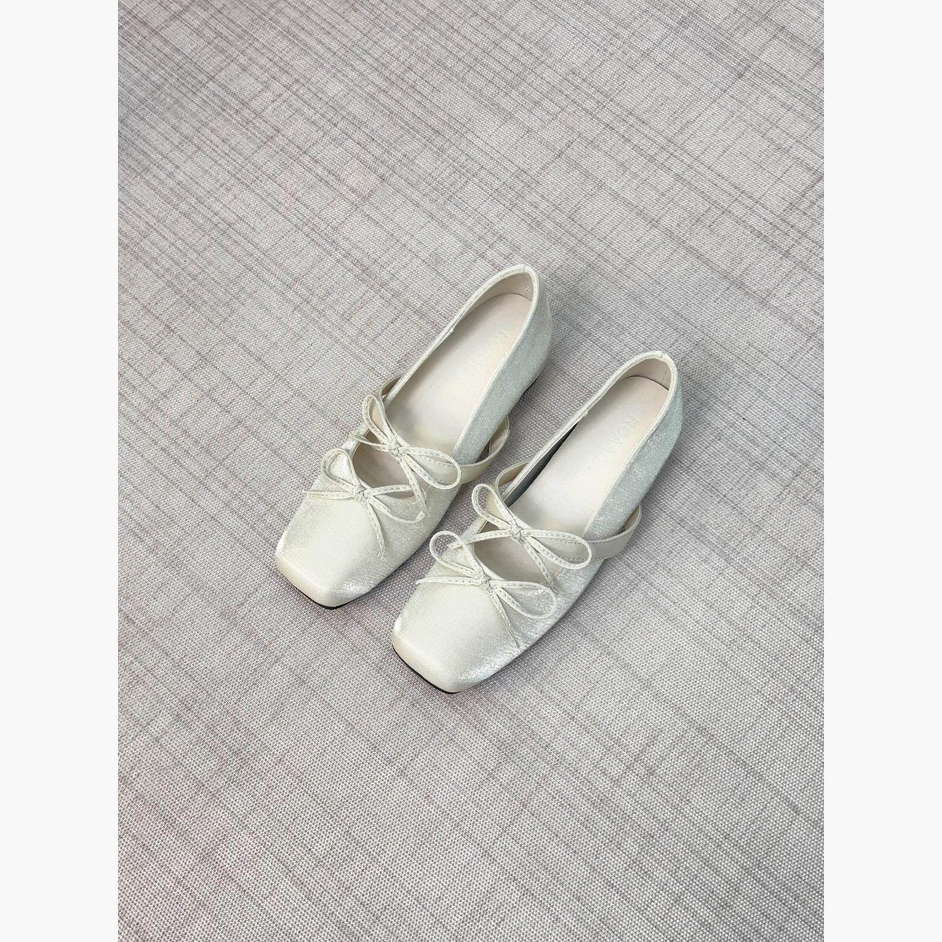 حذاء فلات بمقدمة مربعة وتفاصيل فيونكة-women-shoes-ballerinas-image-2