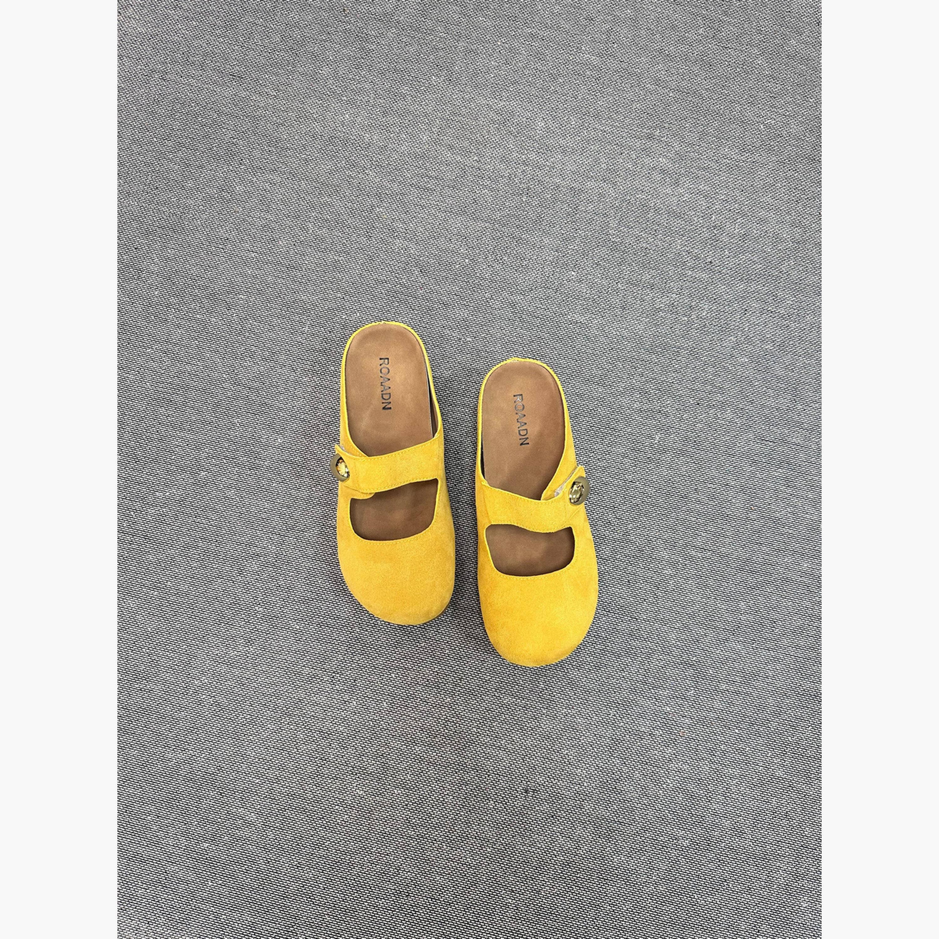 Take Two Women Yellow Suede Buckle Detail Slides-women-shoes-flats-mules-image-3