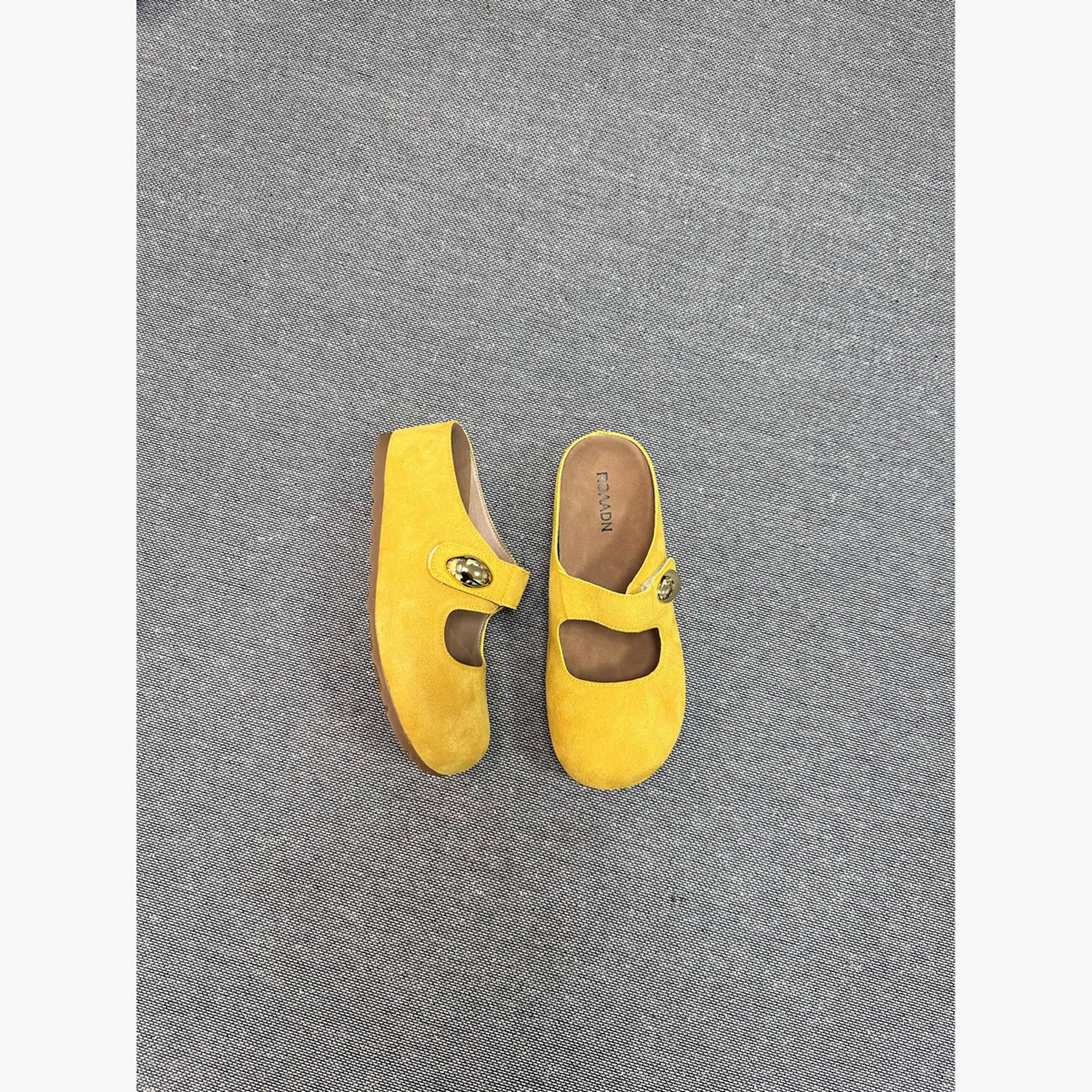 Take Two Women Yellow Suede Buckle Detail Slides-women-shoes-flats-mules-image-4