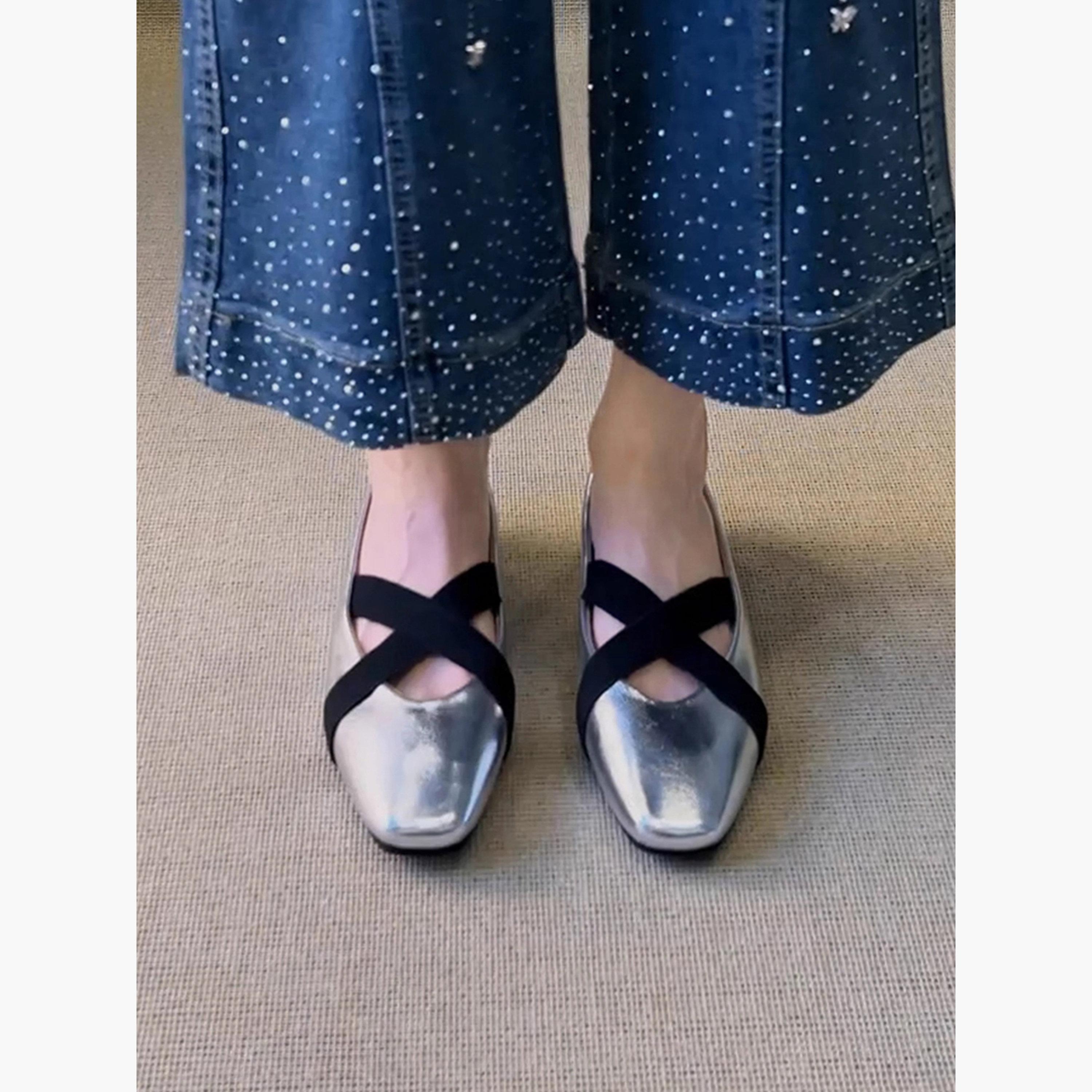 Take Two Women Silver Cross-Strap Flats Shoes-women-shoes-sandals-flats-image-5
