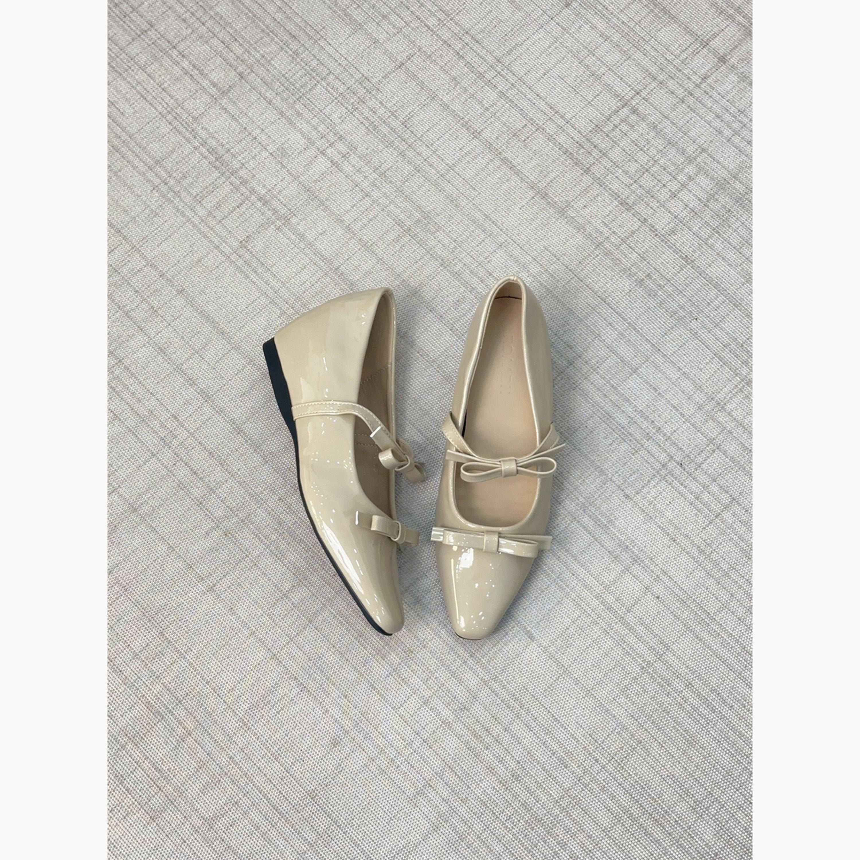 Take Two Women Beige Double Bow Strap Shoes-women-shoes-ballerinas-image-3