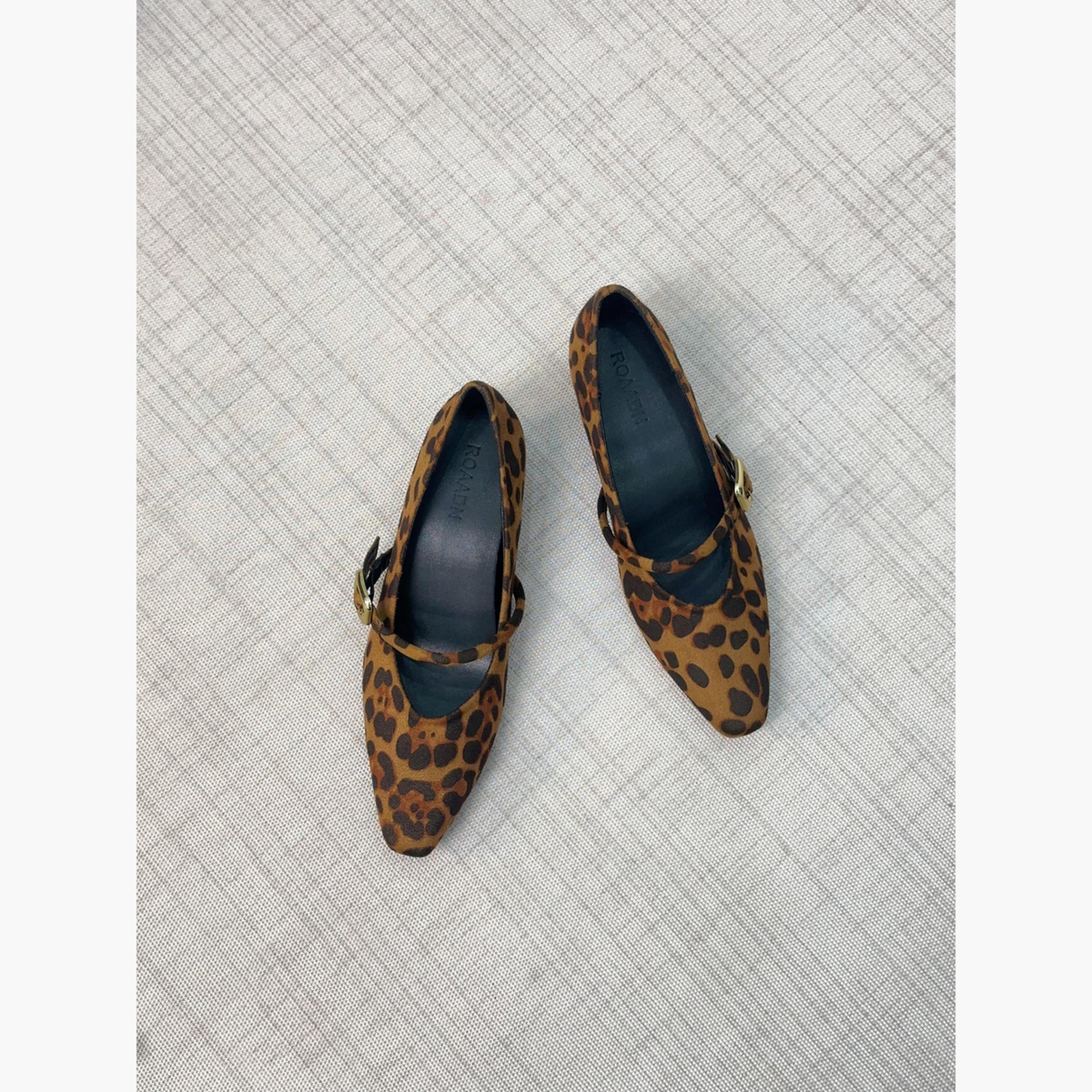 Take Two Women Leopard Print Metal Buckle Strap Shoes-women-shoes-sandals-flats-image-4