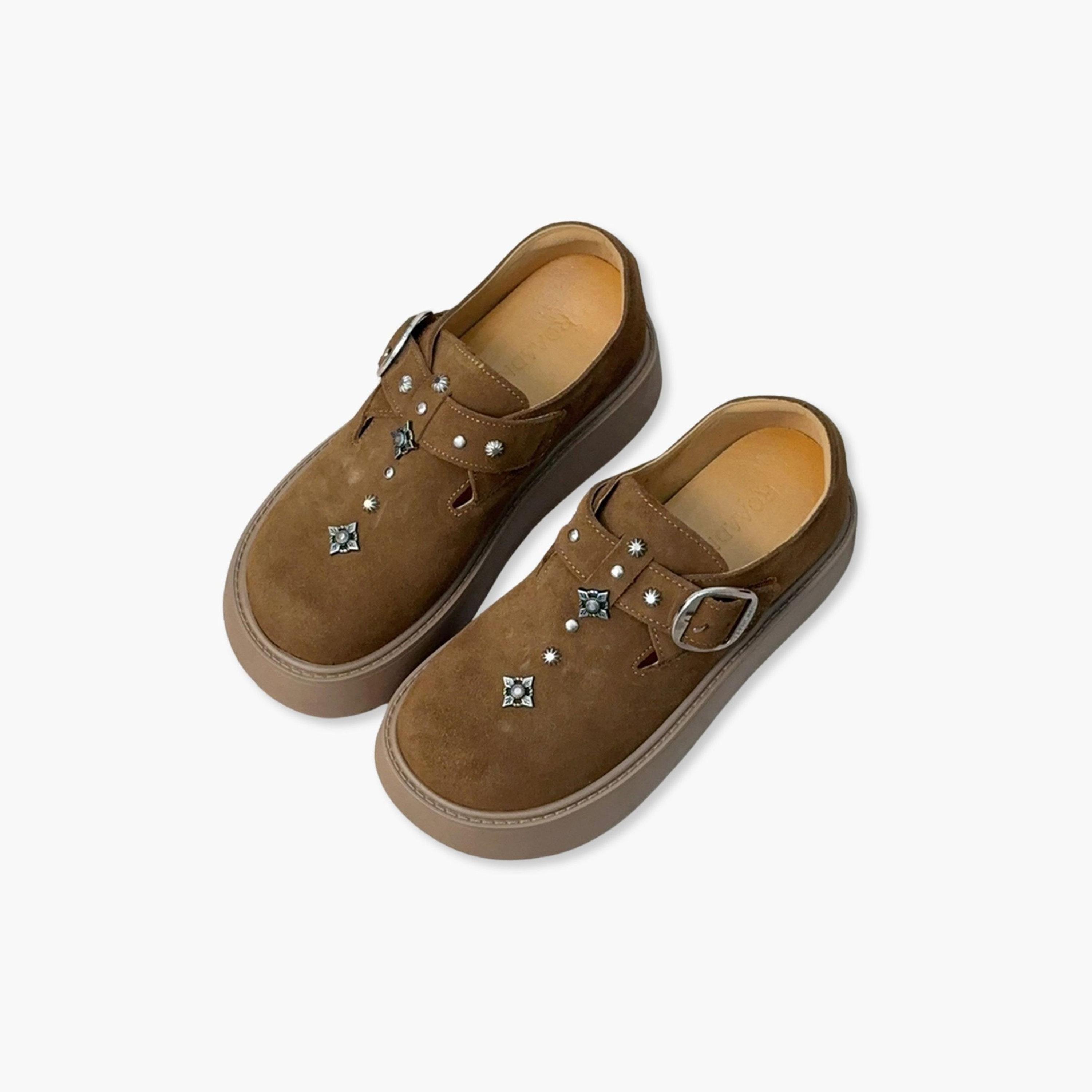 حذاء لوفرز شمواه مزين بلون تان-women-shoes-flats-loafers-image-1