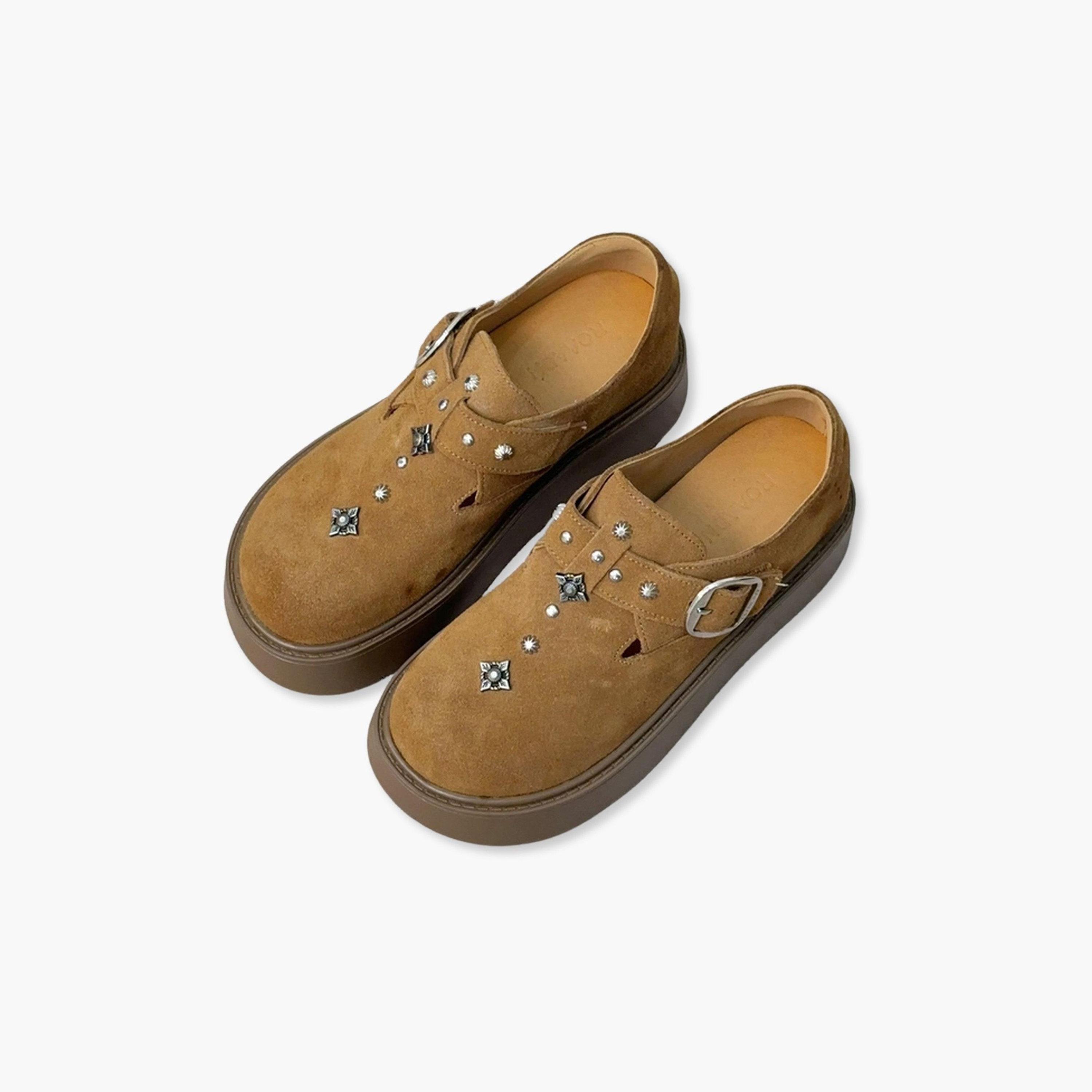 Take Two Women Tan Embellished Suede Loafers-women-shoes-flats-loafers-image-1