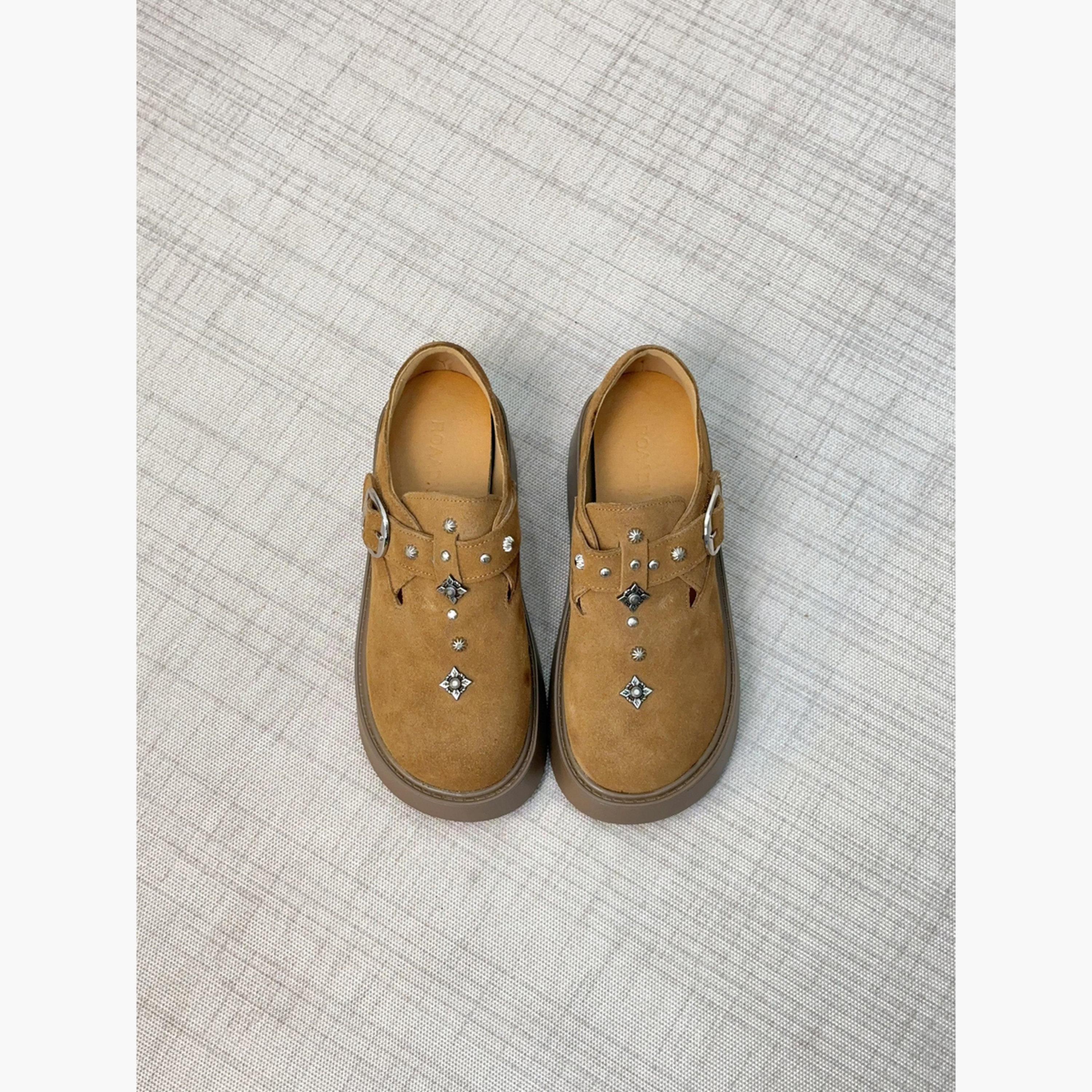 Take Two Women Tan Embellished Suede Loafers-women-shoes-flats-loafers-image-2