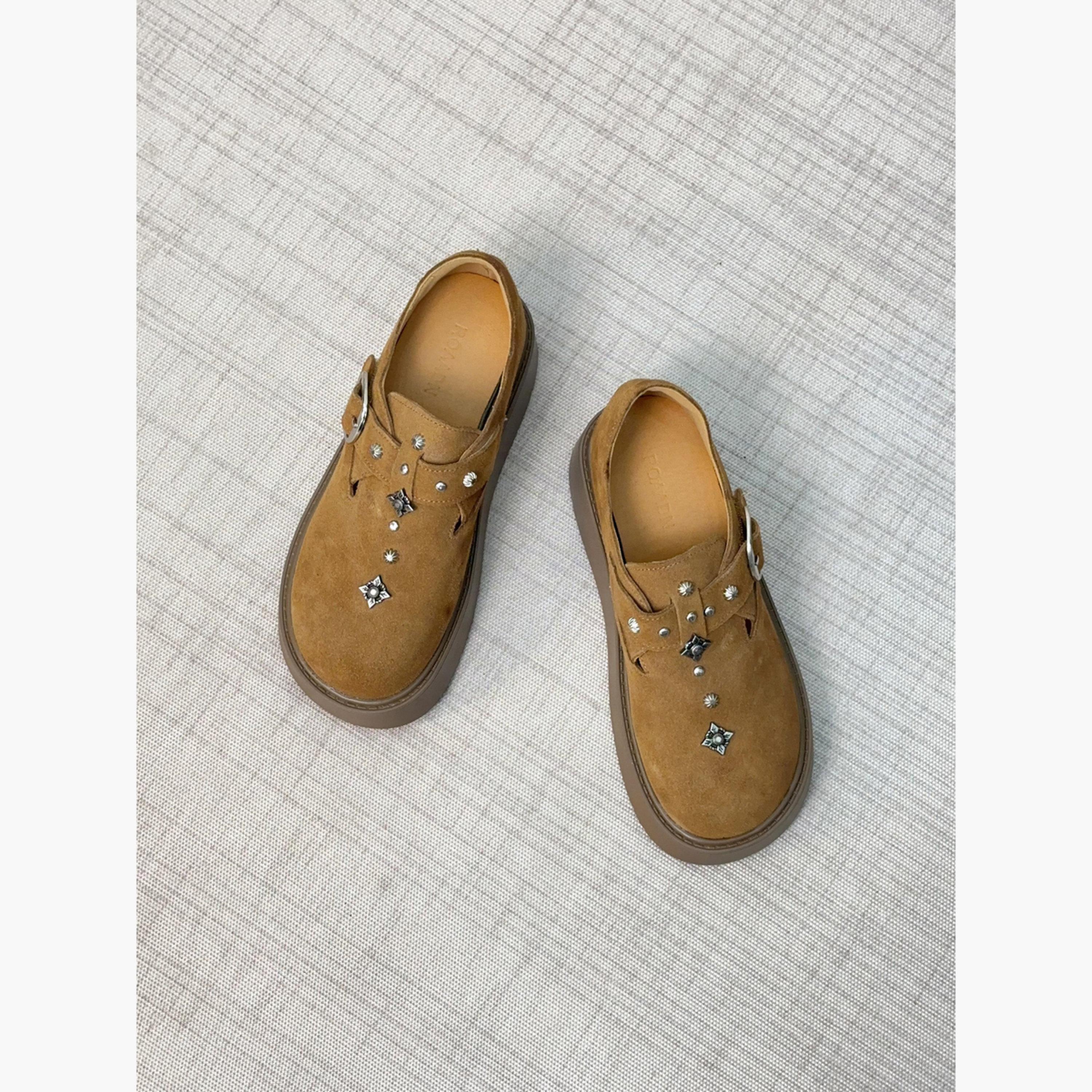 Take Two Women Tan Embellished Suede Loafers-women-shoes-flats-loafers-image-3