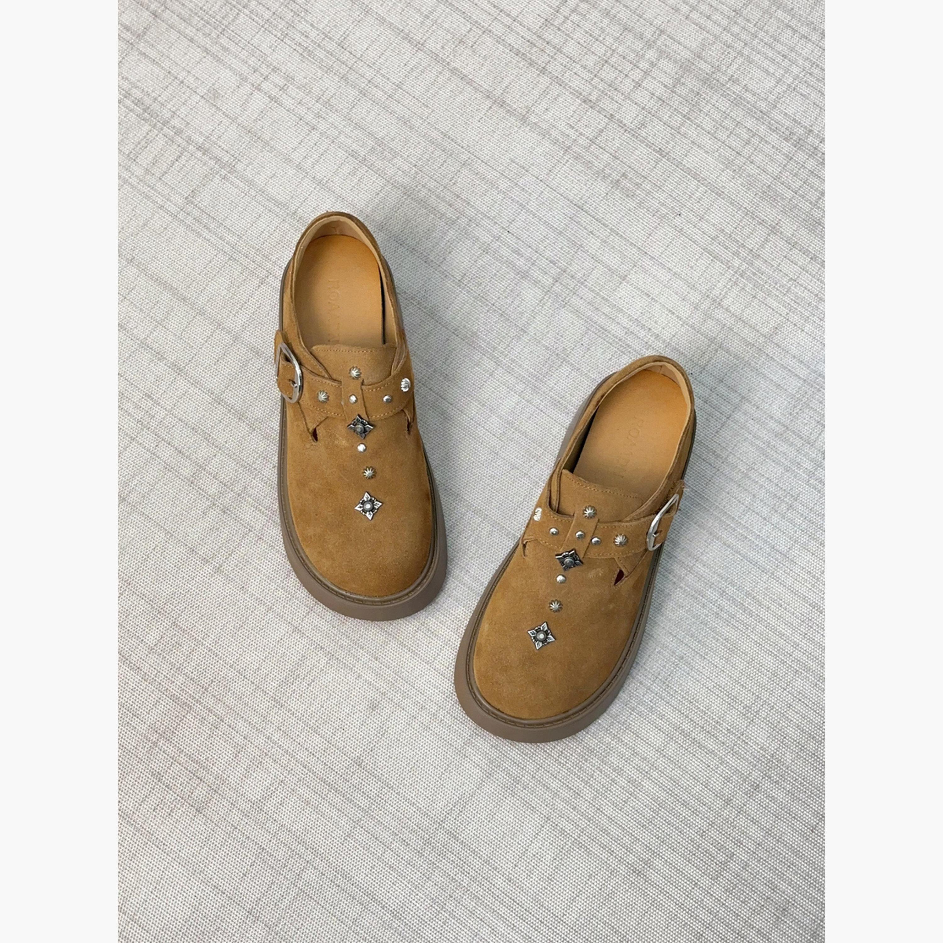 Take Two Women Tan Embellished Suede Loafers-women-shoes-flats-loafers-image-5