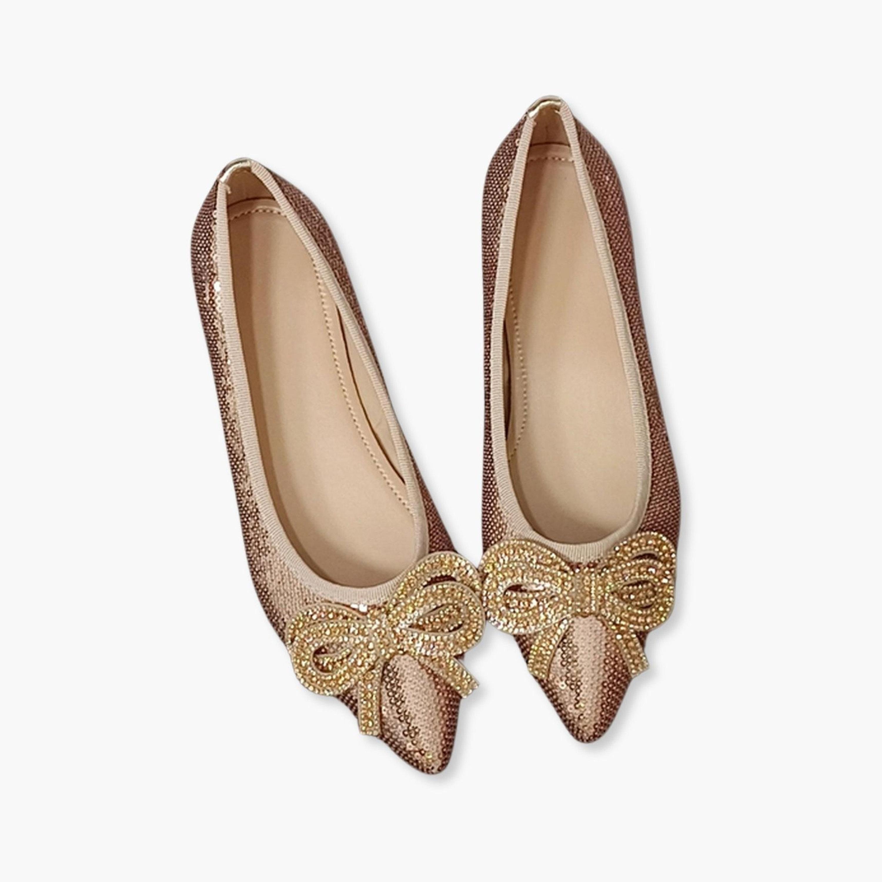 Take Two Women Pink Sequins Bow Detail Flats Shoes-women-shoes-ballerinas-image-1
