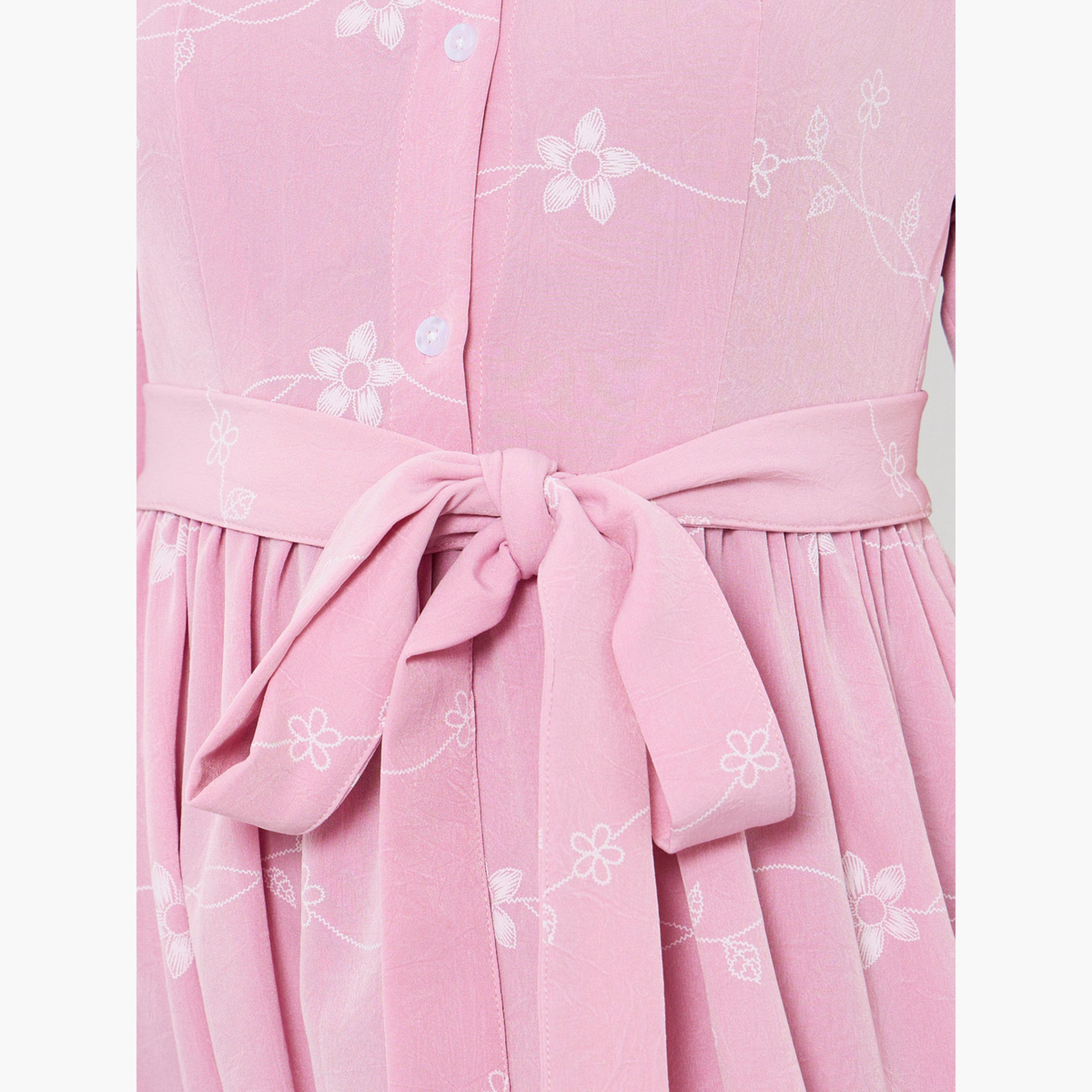 Styli Women Pink Floral Print Shirt Maxi Dress-women-clothing-dresses-image-5