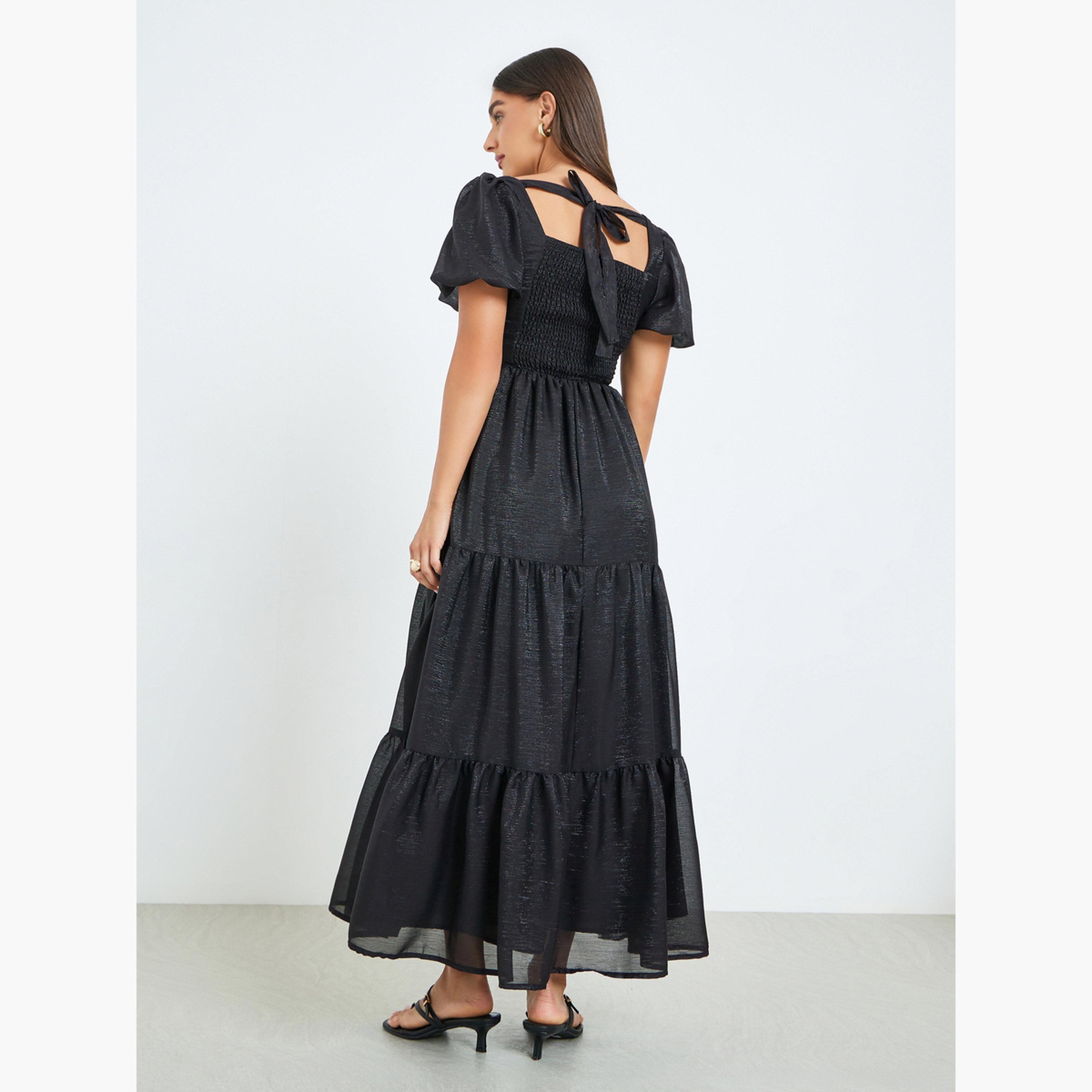 فستان طويل مطرز بأكمام منفوخة-women-clothing-dresses-image-3