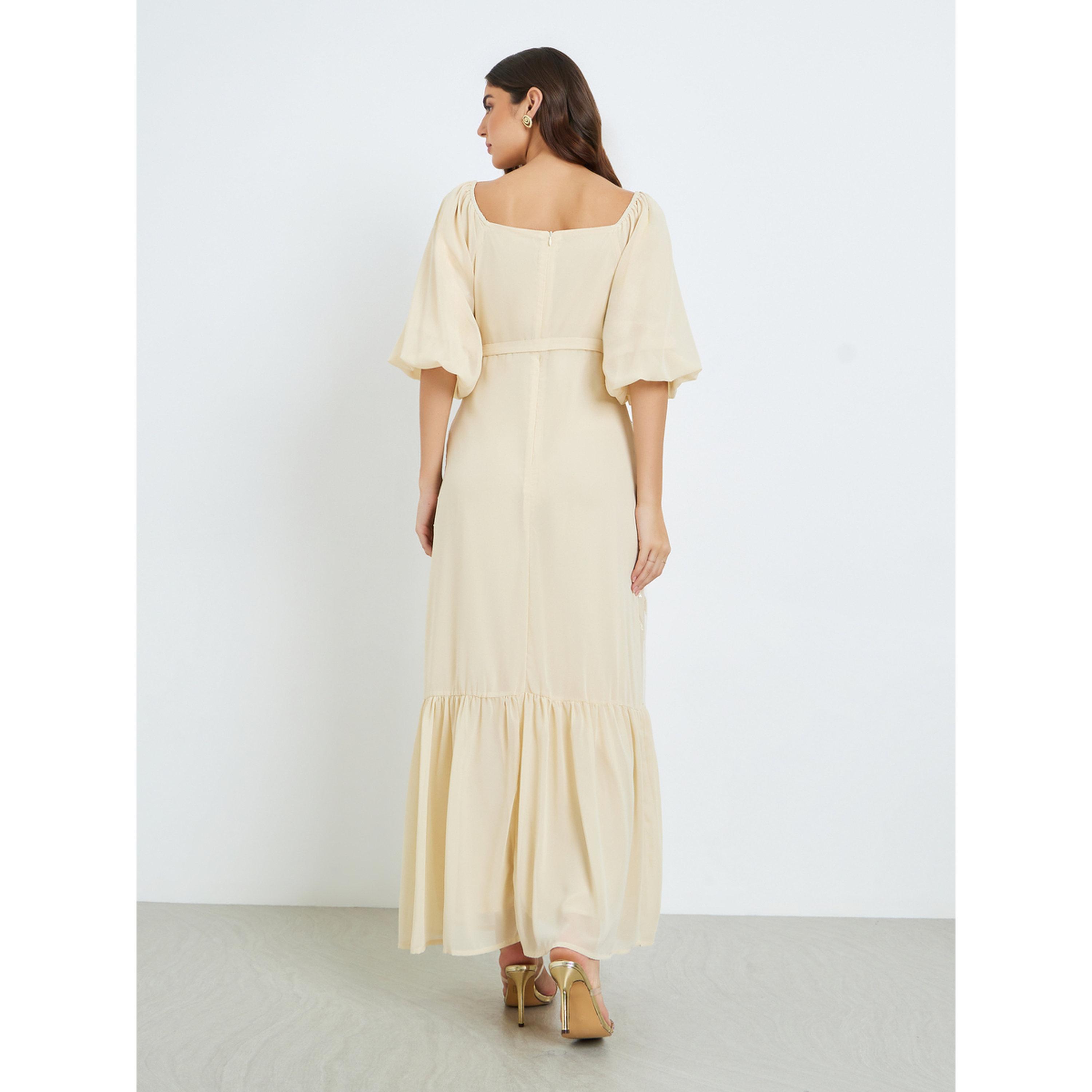Styli Women Beige Embroidered Ruffled Hem Maxi Dress-women-clothing-dresses-image-4
