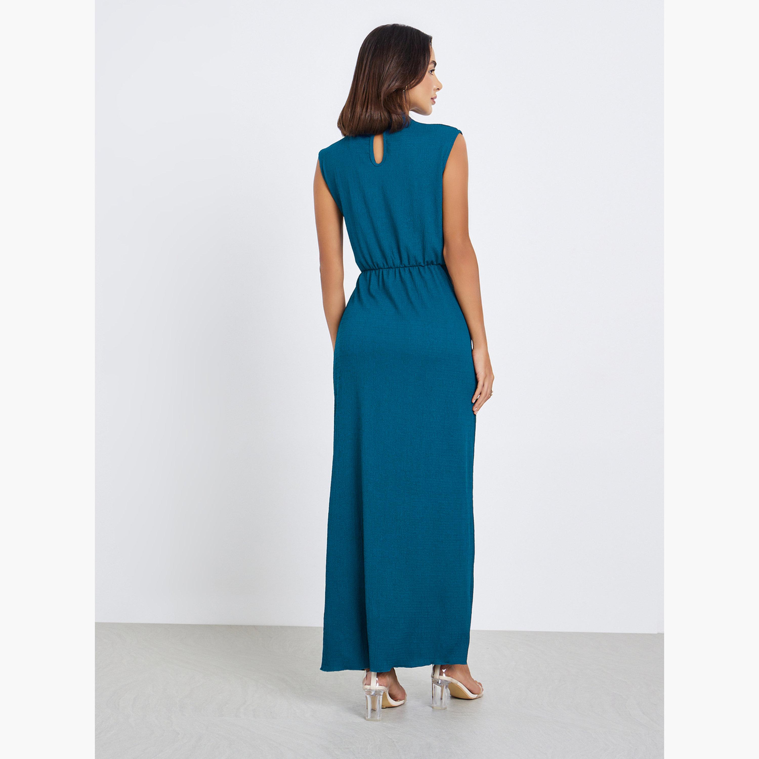 Styli Women Teal Sleeveless A-Line Maxi Dress-women-clothing-dresses-image-4