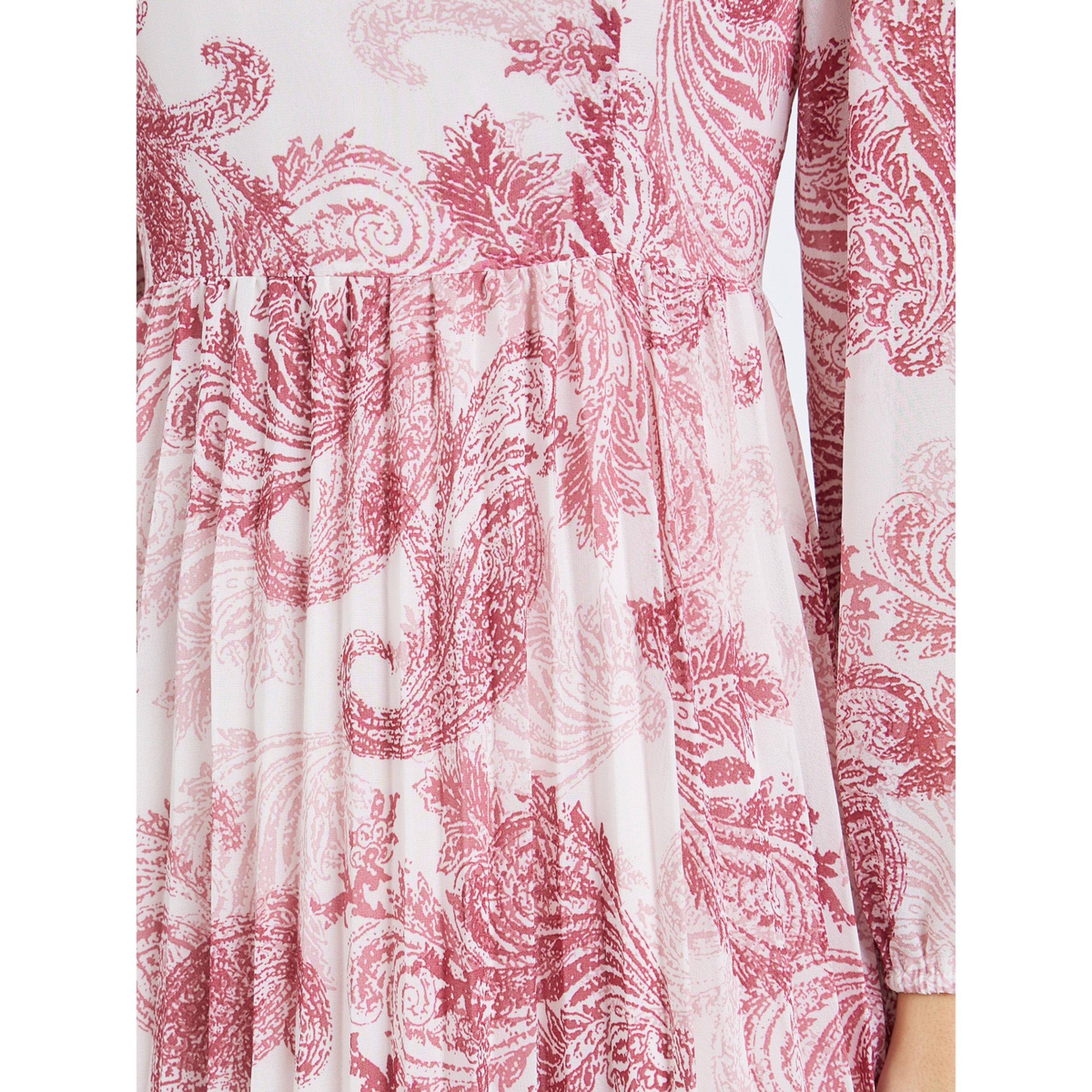 فستان طويل نسائي مطبوع بأكمام منفوخة وحافة واسعة-women-clothing-dresses-image-6