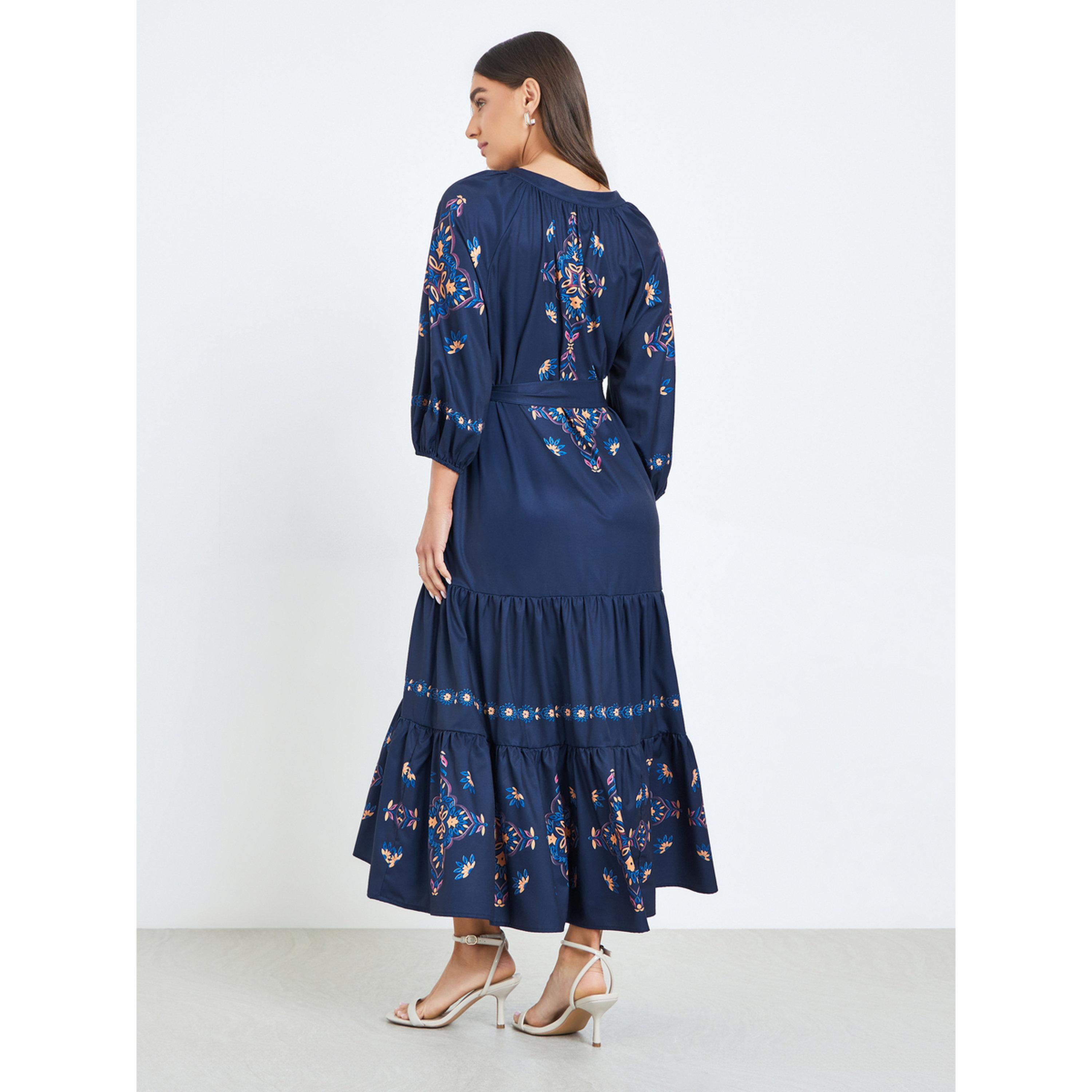 فستان ميدي طبقات بطبعة زهور-women-clothing-dresses-image-4