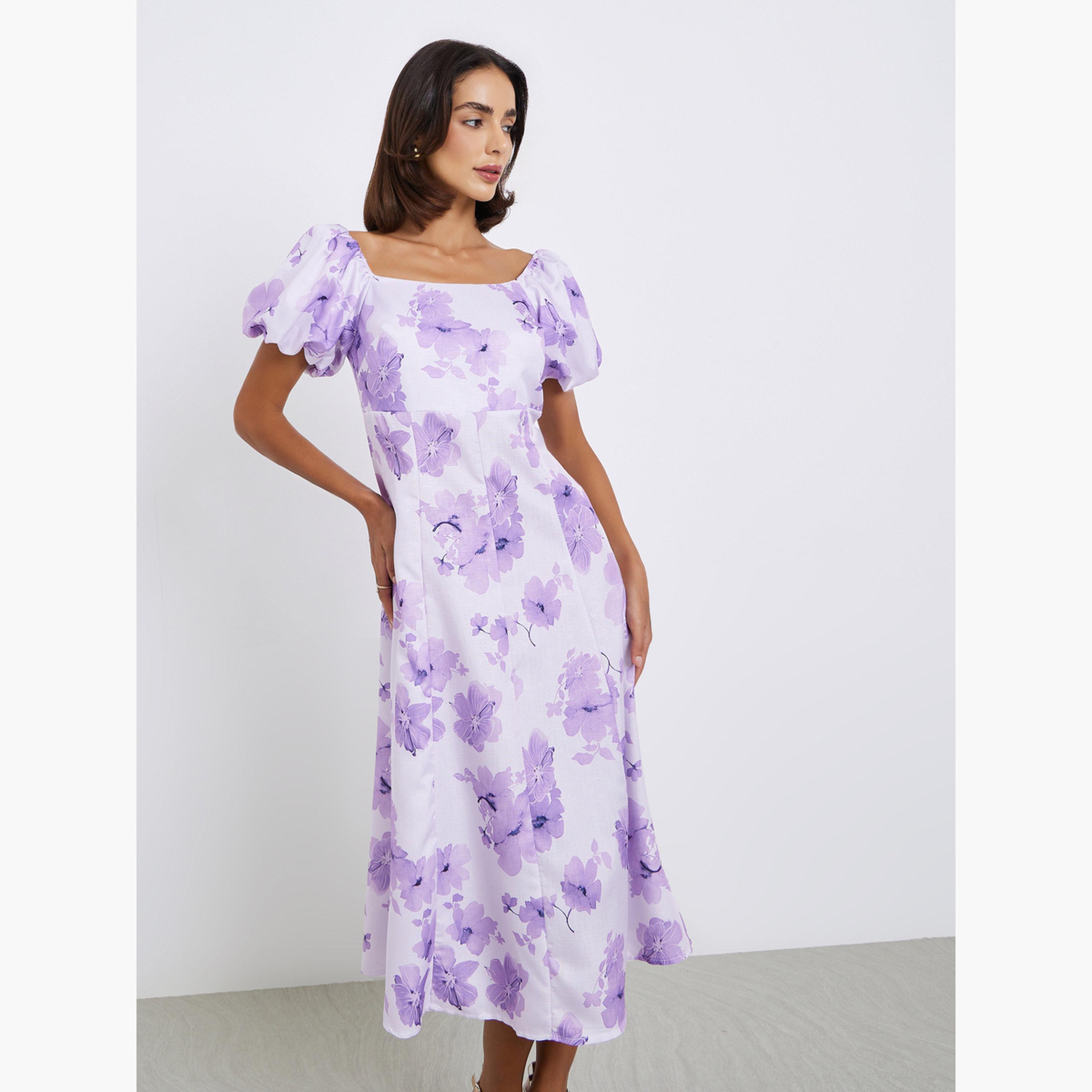 Styli Women Floral Midi A-Line Dress-women-clothing-dresses-image-2