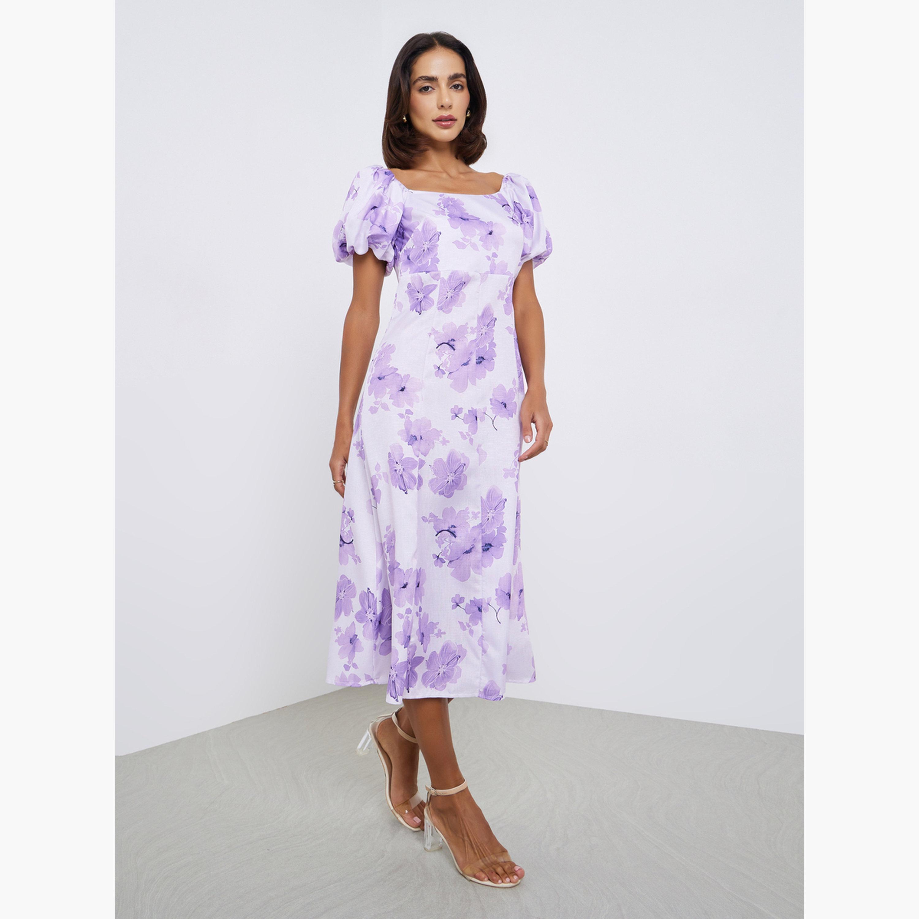 Styli Women Floral Midi A-Line Dress-women-clothing-dresses-image-3