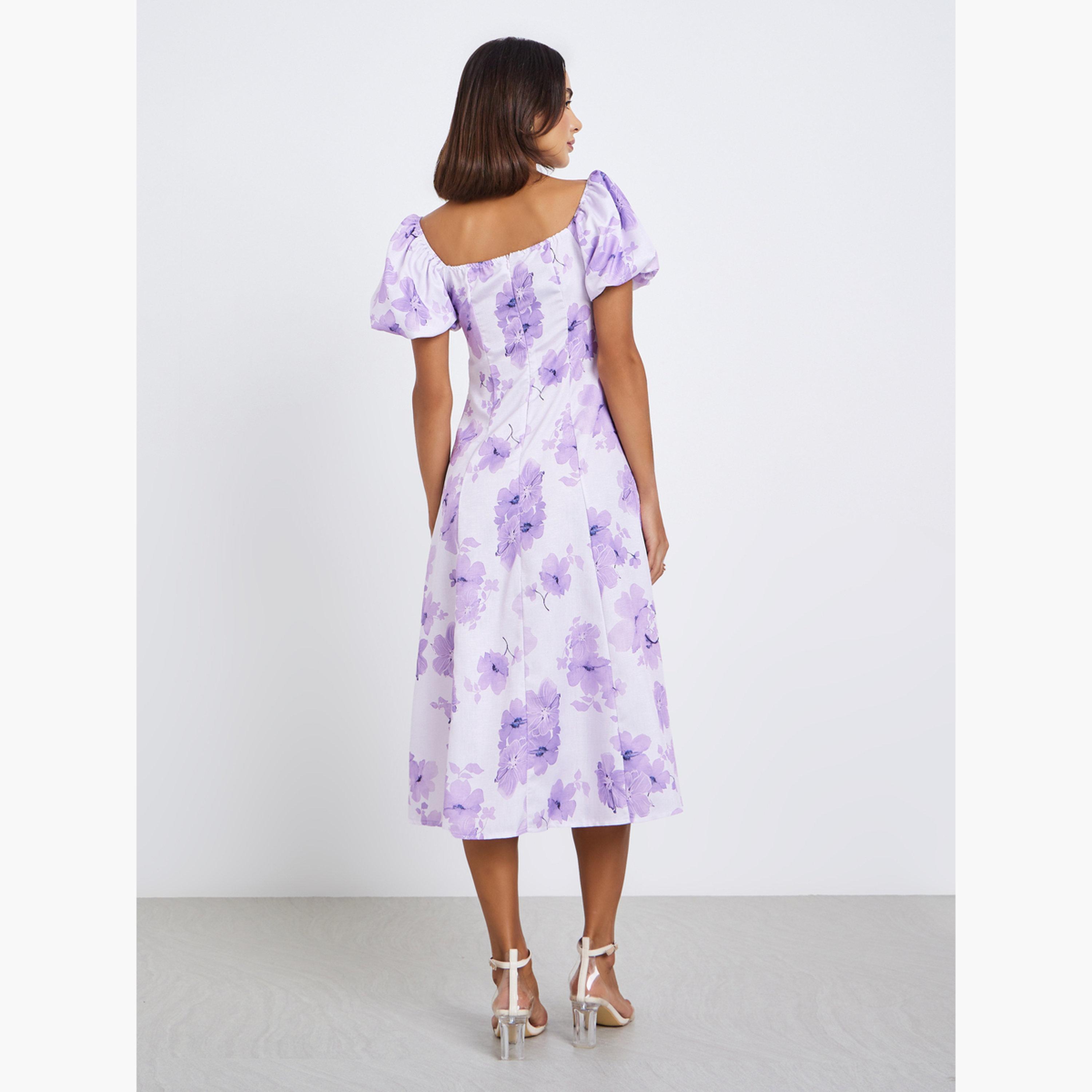 Styli Women Floral Midi A-Line Dress-women-clothing-dresses-image-4
