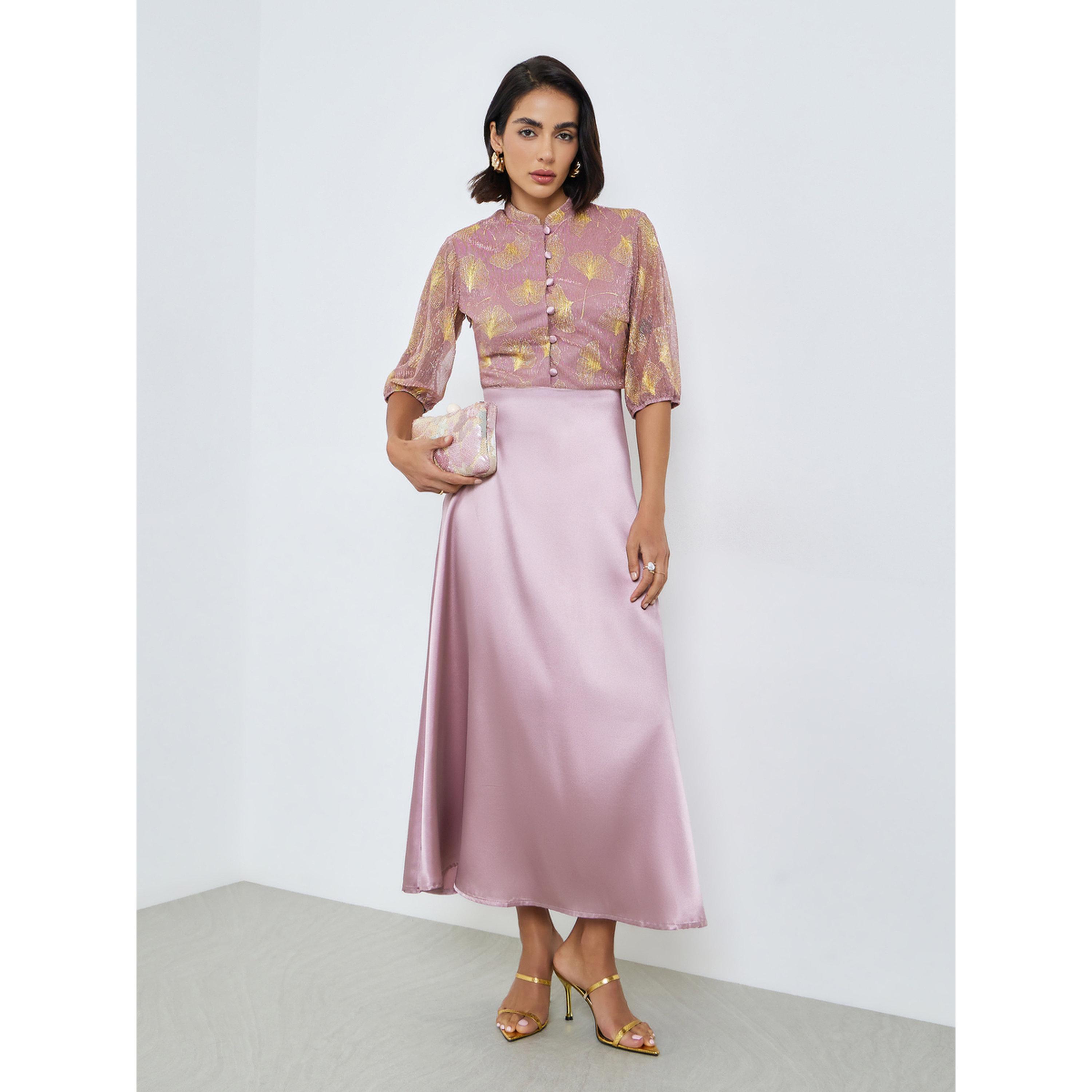 فستان طويل بحافة واسعة بطبعة فويل-women-clothing-dresses-image-1
