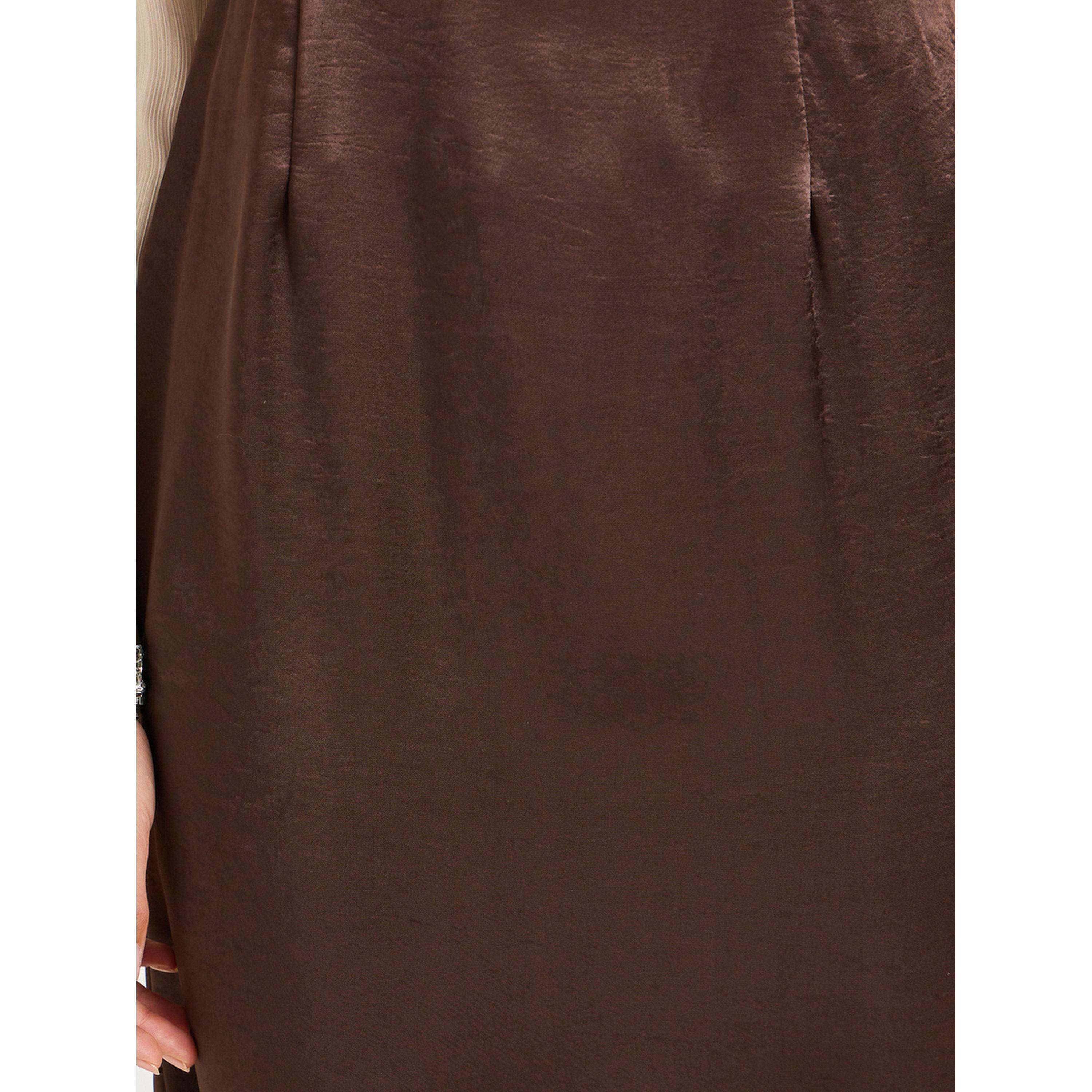 Styli Brown Satin A-Line Maxi Skirt-women-clothing-bottoms-skirts-image-3