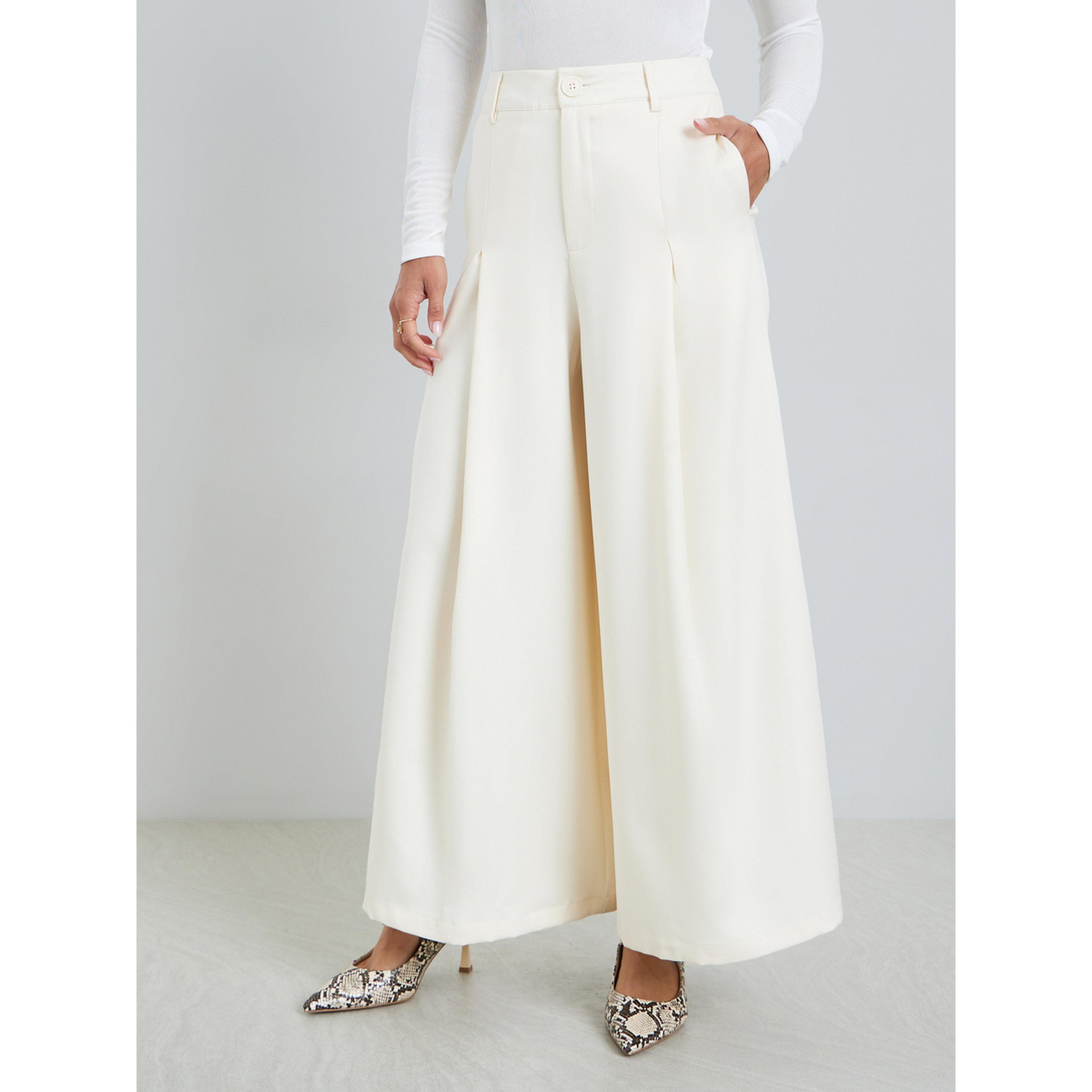 Styli Women Off-White Wide Leg Trousers-women-clothing-bottoms-trousers-image-1