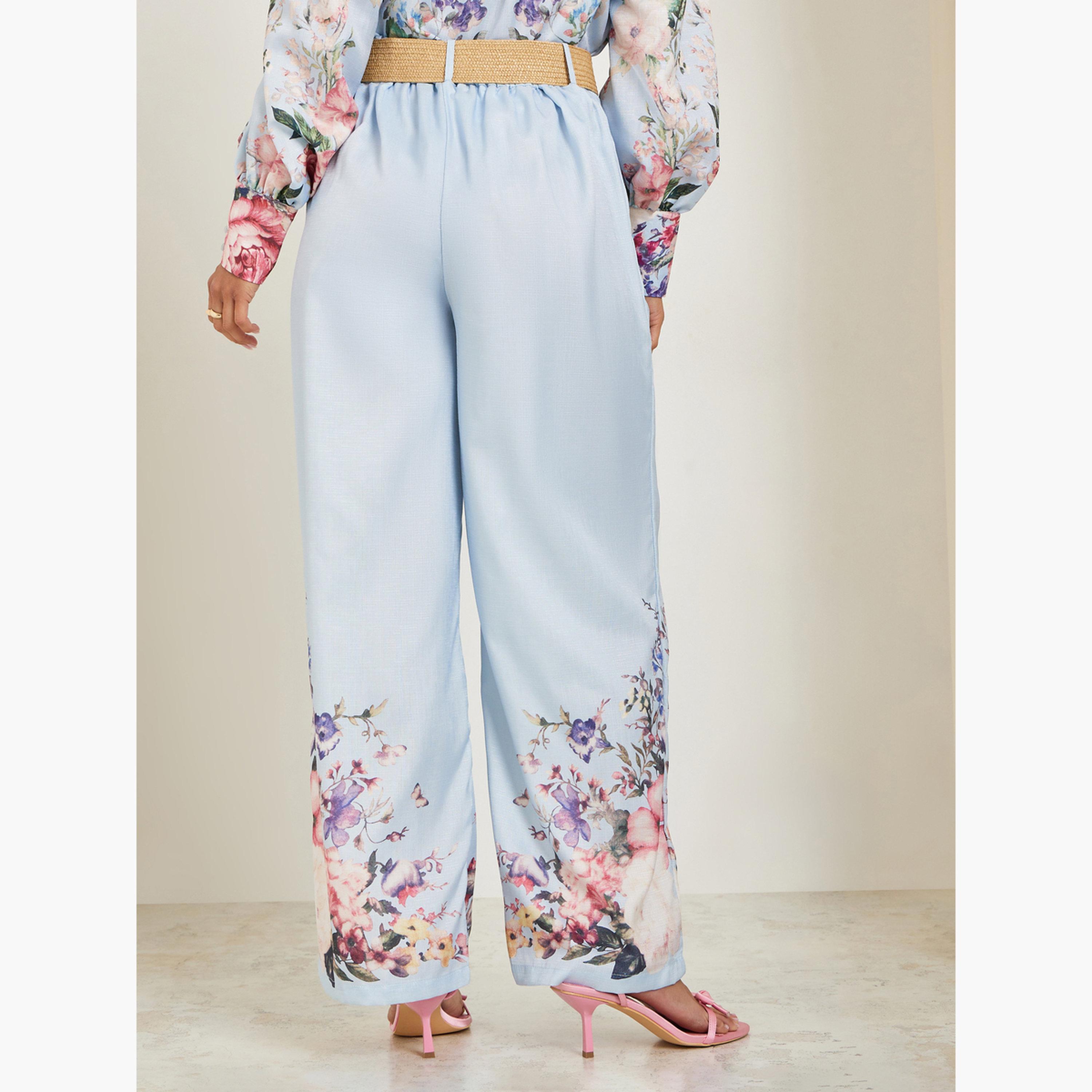 بنطال بأرجل واسعة ونقشة زهور-women-clothing-bottoms-trousers-image-3