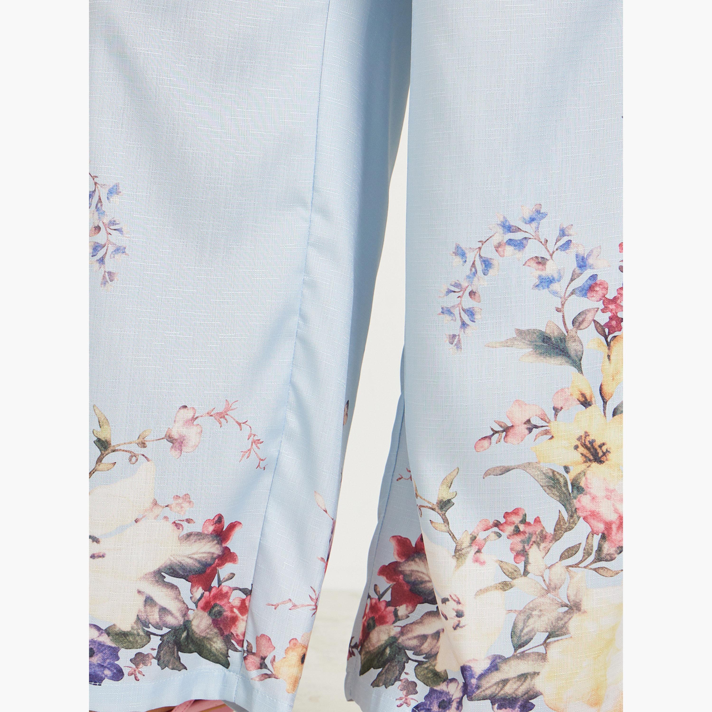 Styli Women Blue Floral Wide Leg Trousers-women-clothing-bottoms-trousers-image-5