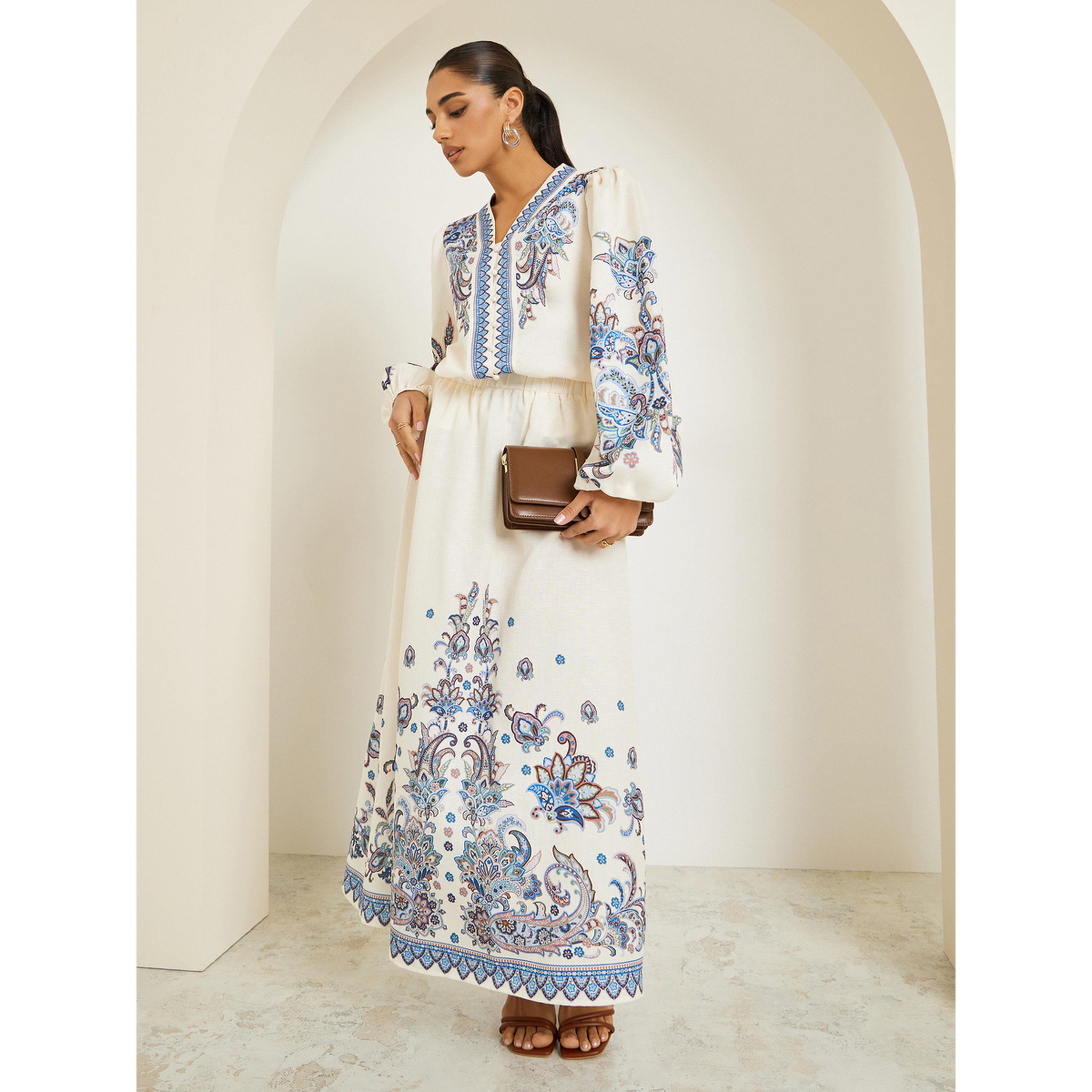 تنورة طويلة بحافة واسعة ومطبوعة-women-clothing-bottoms-skirts-image-2