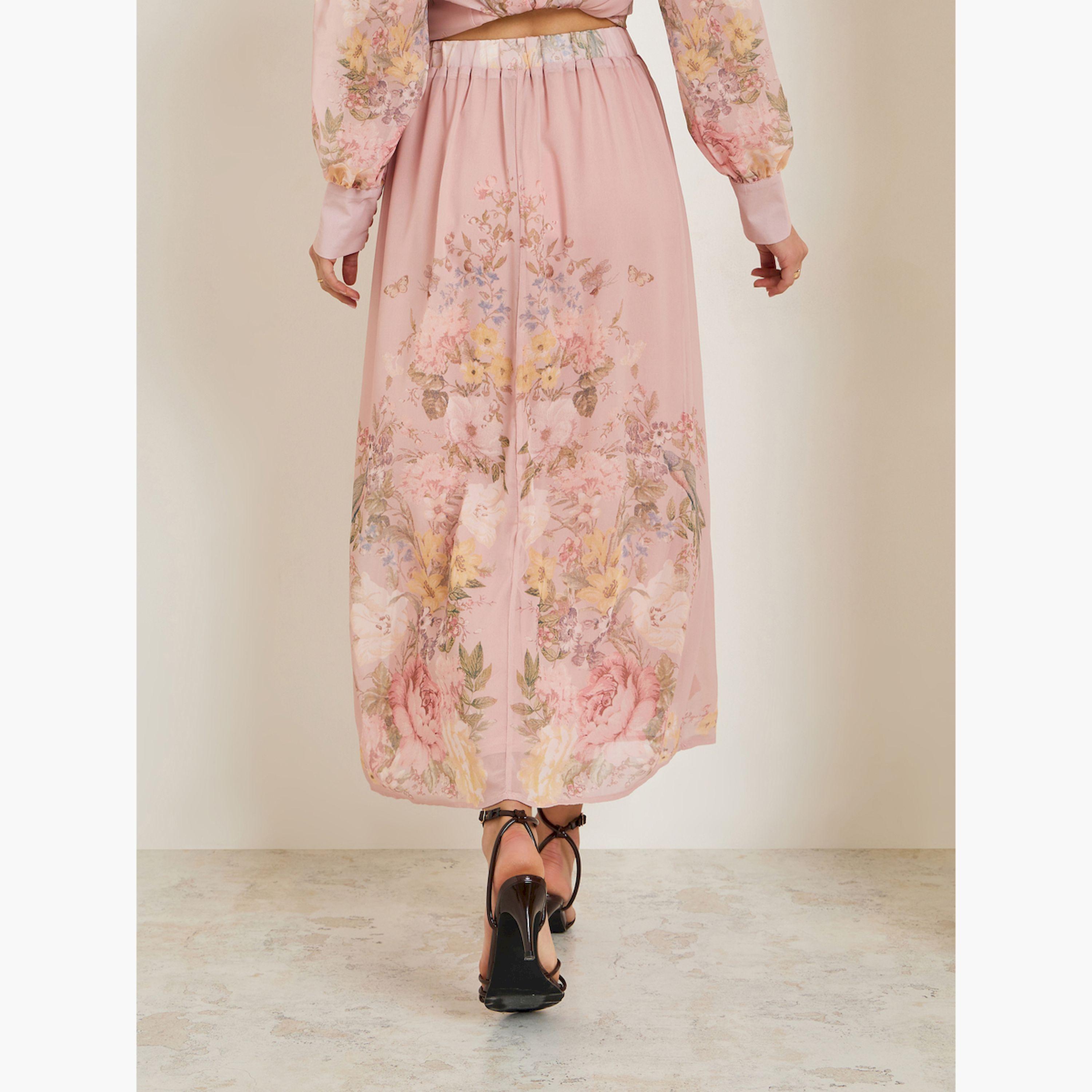 تنورة ماكسي بحافة واسعة بطبعة زهور-women-clothing-bottoms-skirts-image-4