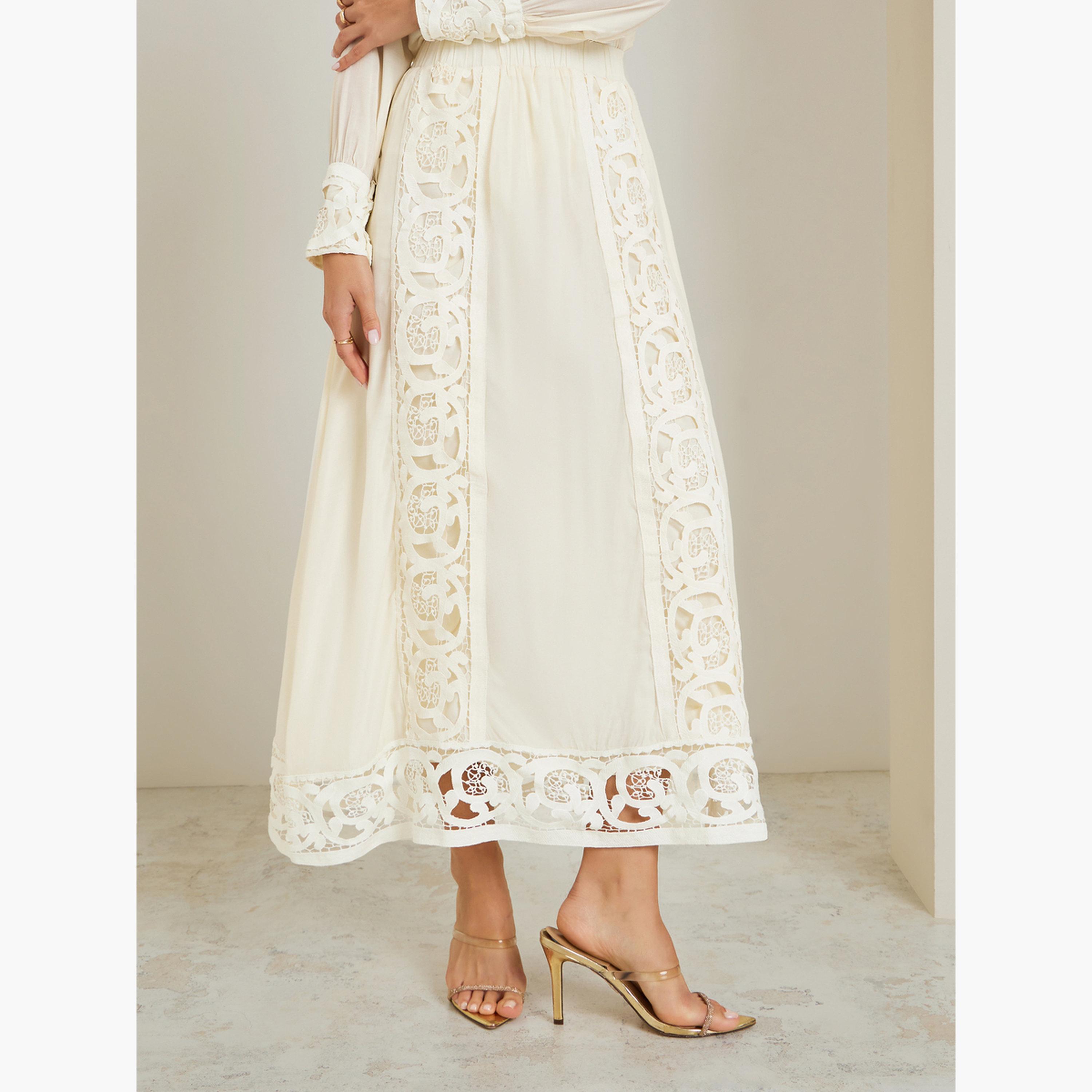 Styli Off White Cut-Out Lace Insert Maxi Skirt-women-clothing-bottoms-skirts-image-1