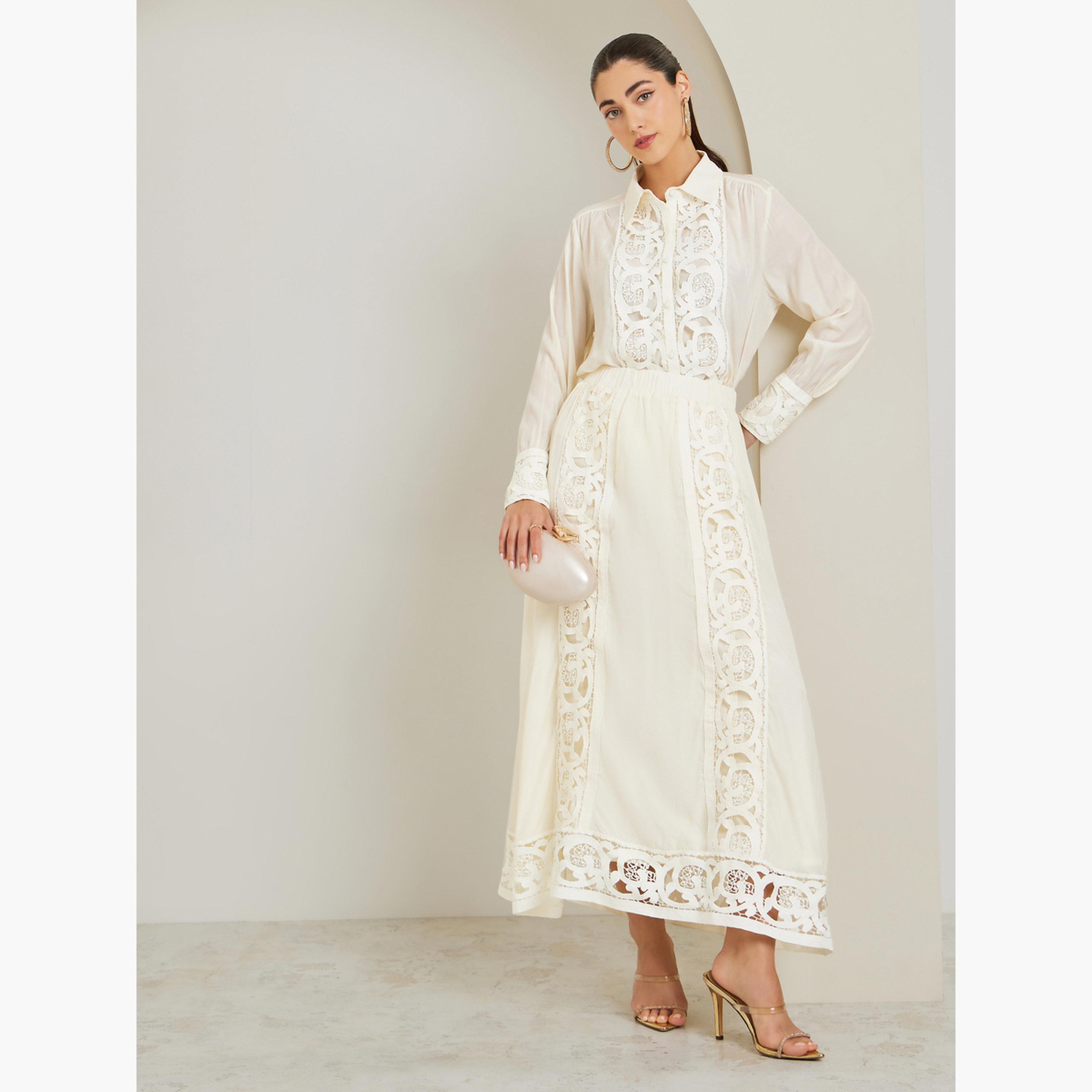 تنورة طويلة بتفاصيل دانتيل وفتحات-women-clothing-bottoms-skirts-image-2