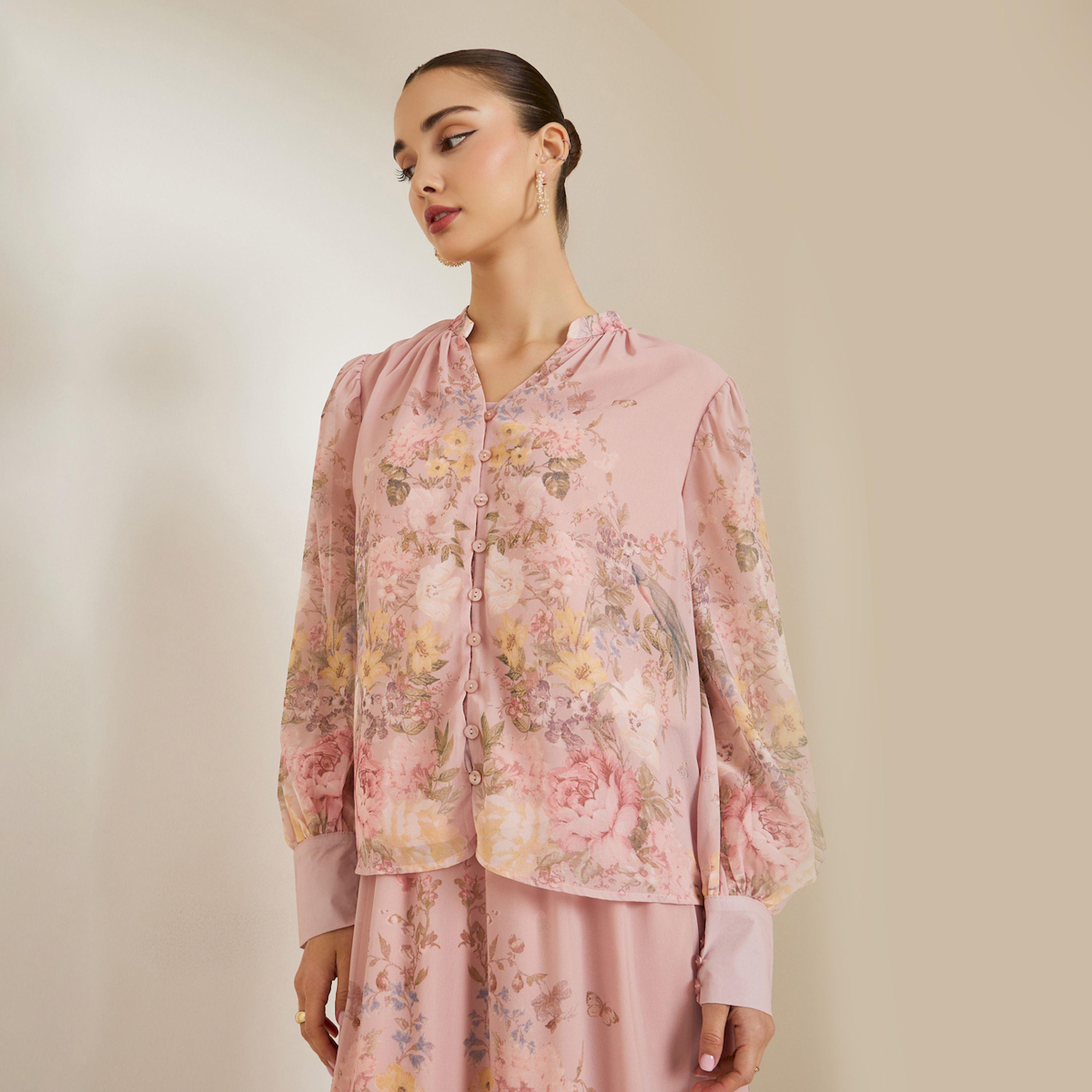 Styli Light Pink Floral Placement Printed Blouse-women-clothing-shirtsandblouses-blouses-image-1
