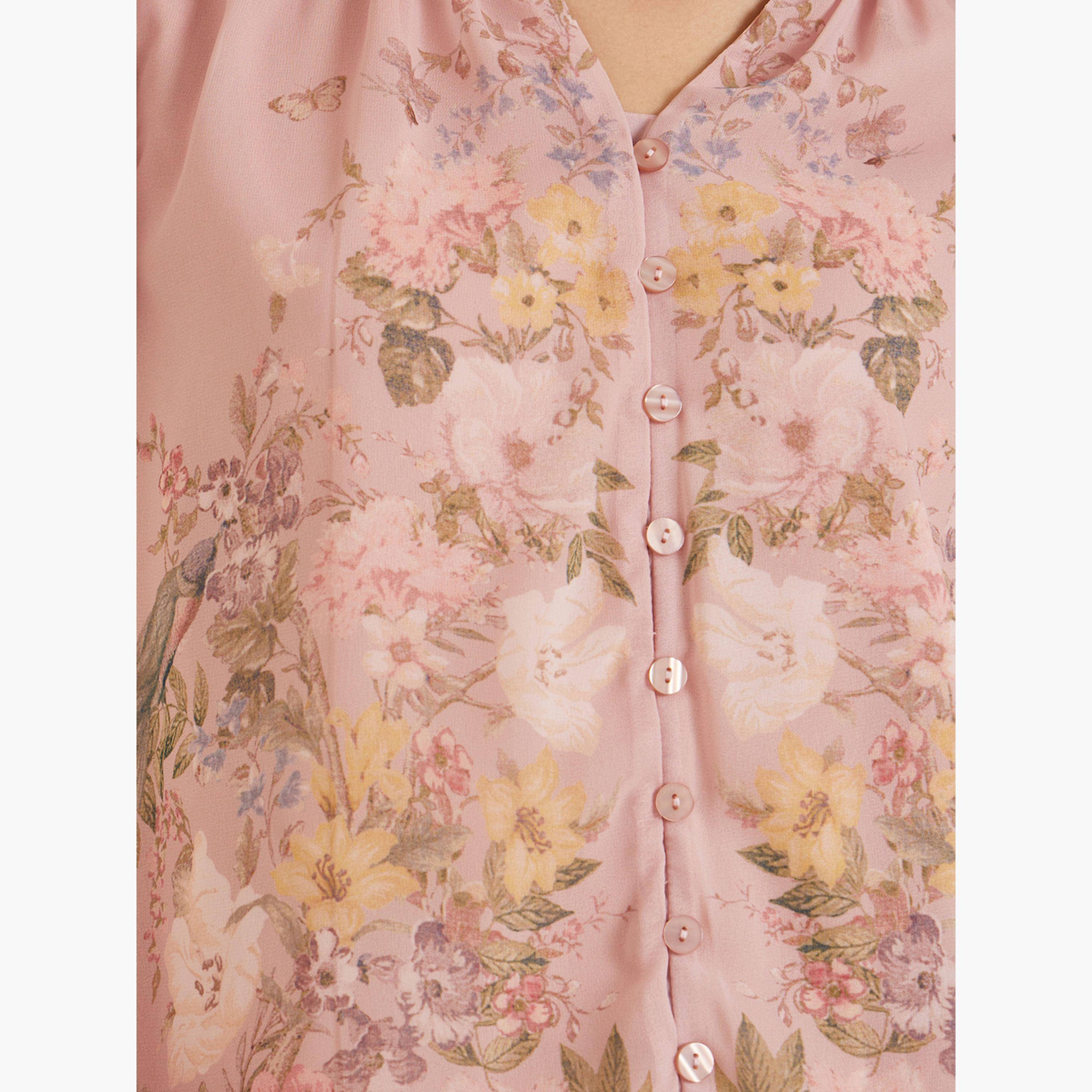 Styli Light Pink Floral Placement Printed Blouse-women-clothing-shirtsandblouses-blouses-image-5