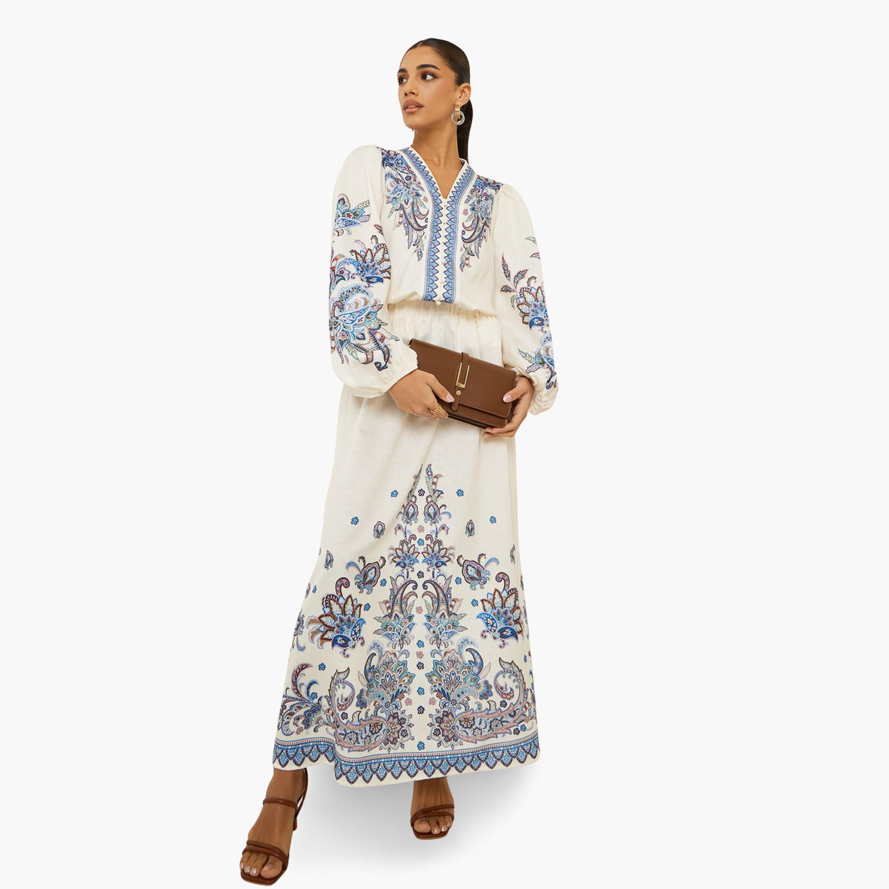 Styli Women Cream Placement Printed Blouse-women-clothing-shirtsandblouses-blouses-image-2